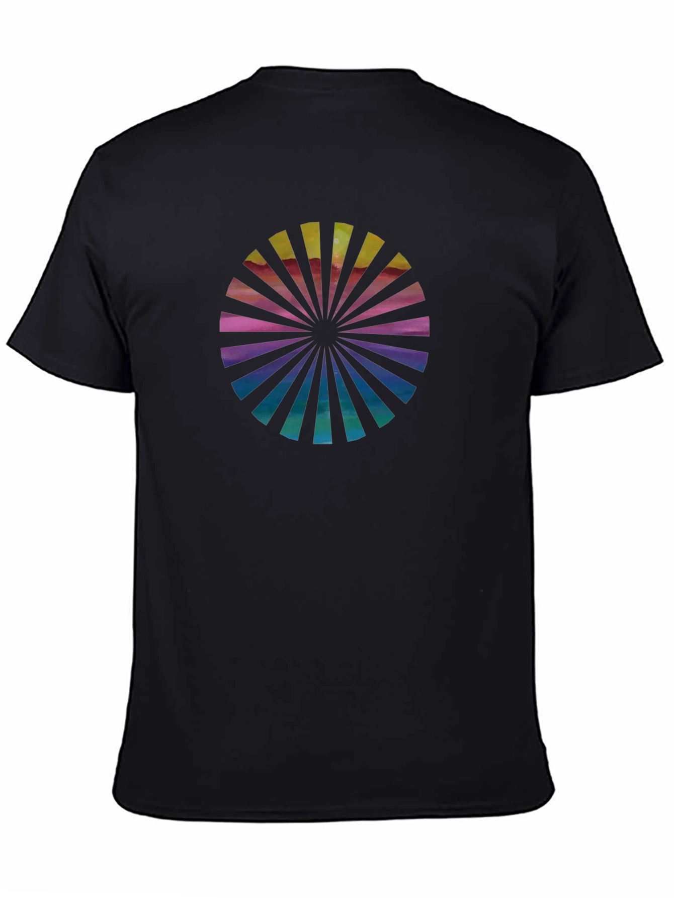 Retro Circle Graphic Black Tee - Casual Style