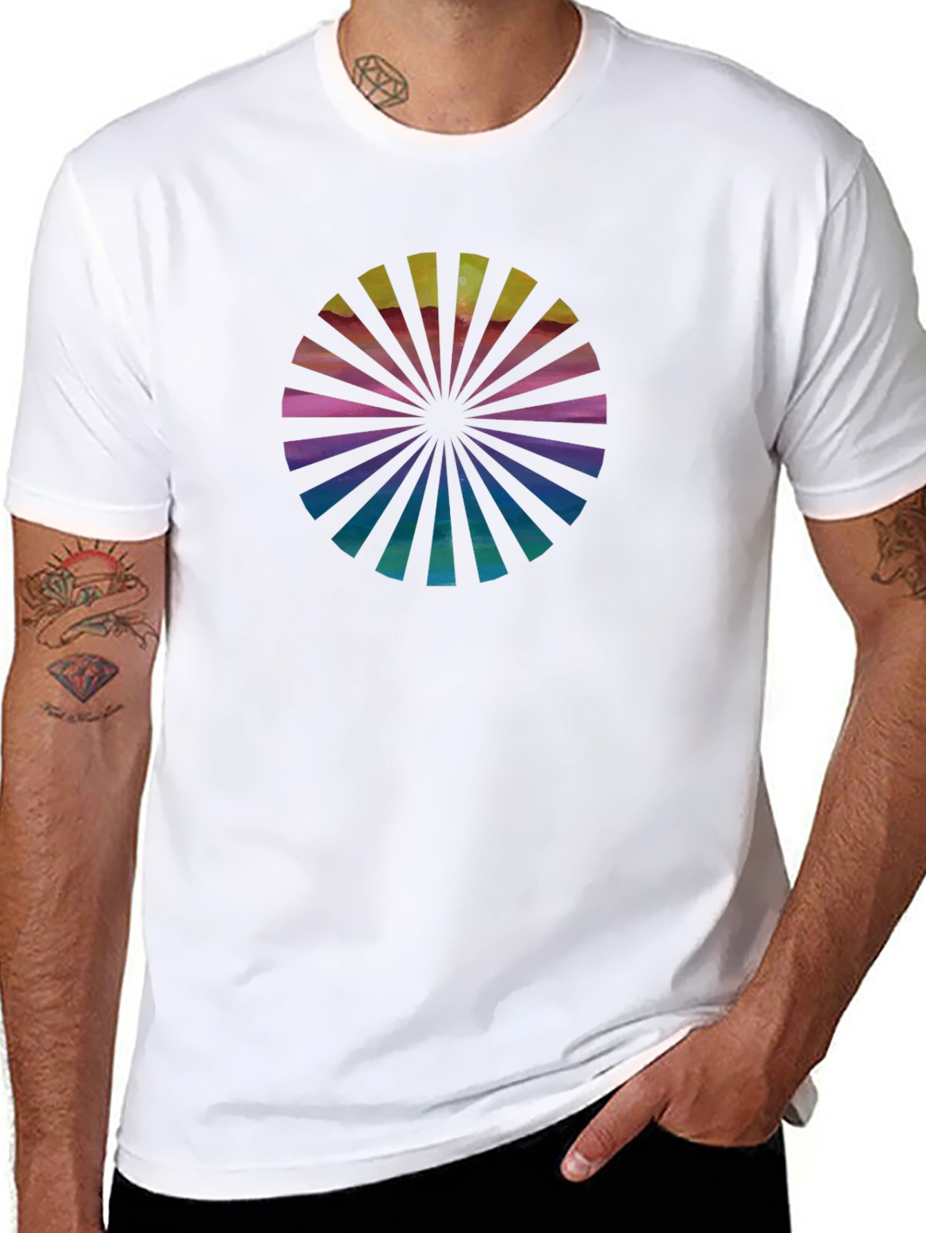 Retro Circle Graphic Black Tee - Casual Style