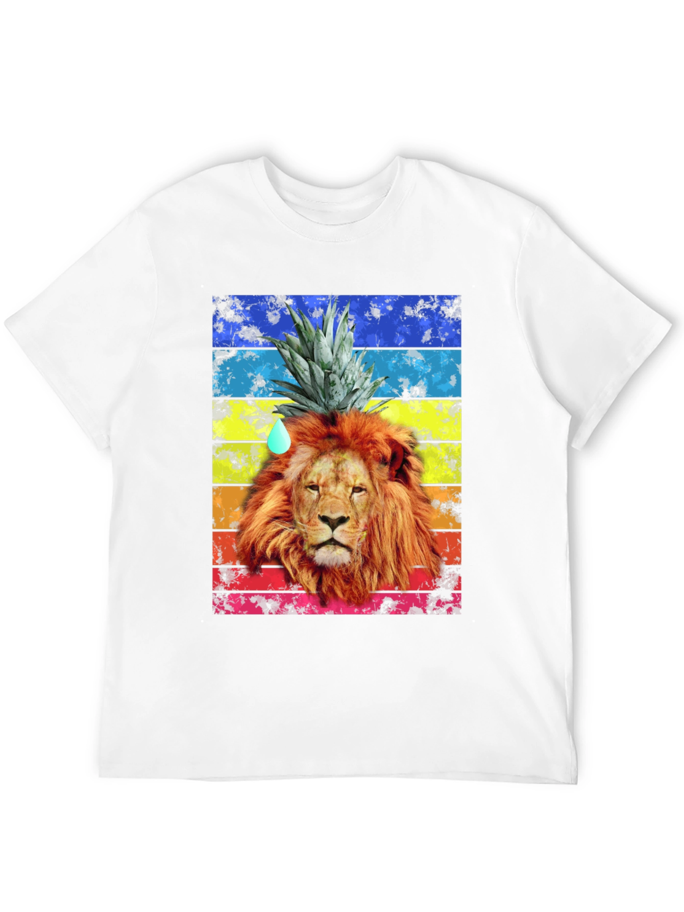 Lion Pineapple Head Graphic Tee - Mens Black T-Shirt