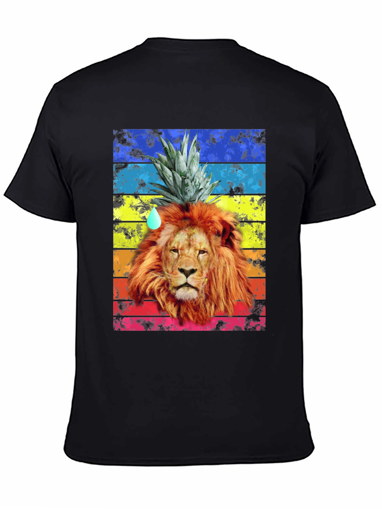 Lion Pineapple Head Graphic Tee - Mens Black T-Shirt