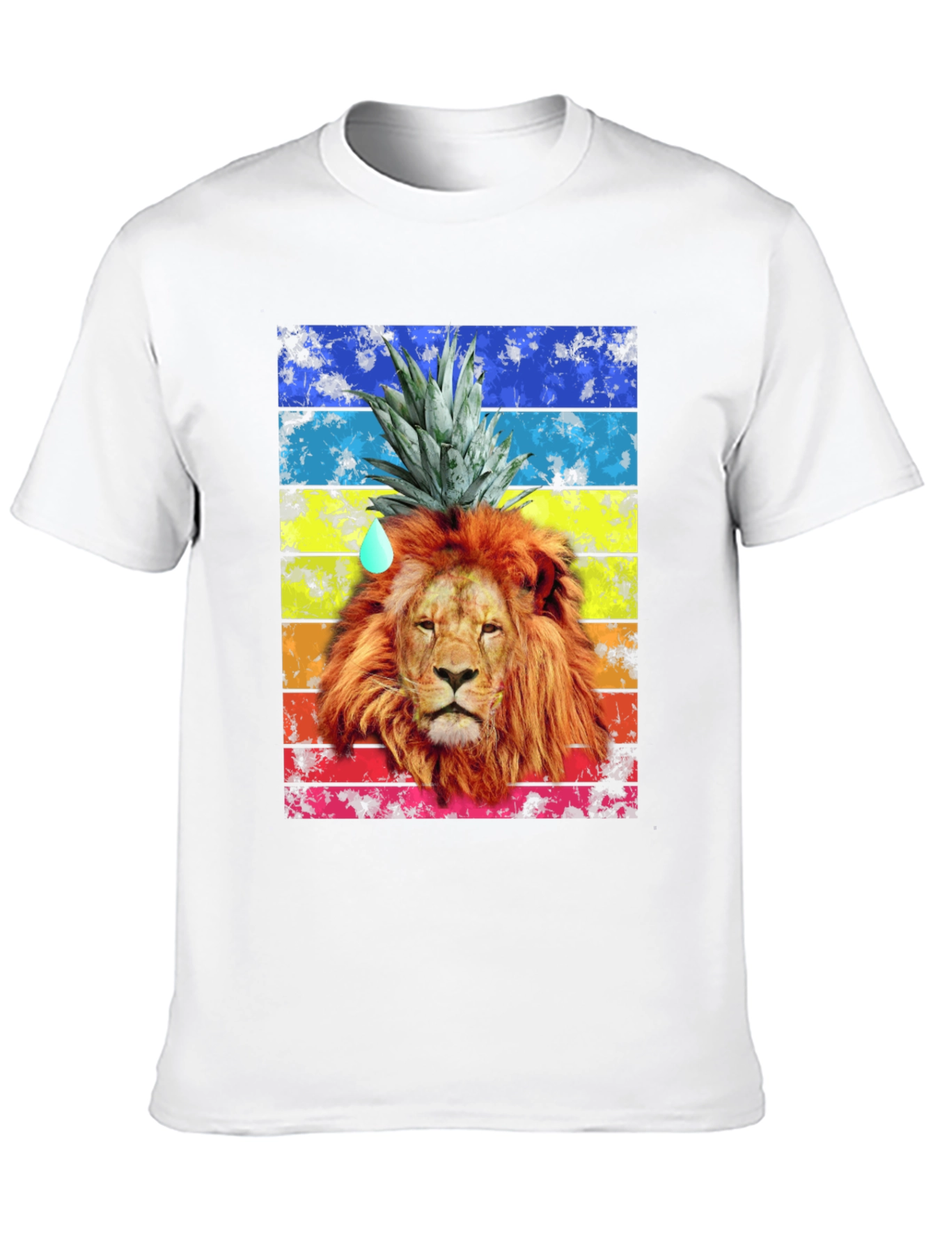 Lion Pineapple Head Graphic Tee - Mens Black T-Shirt