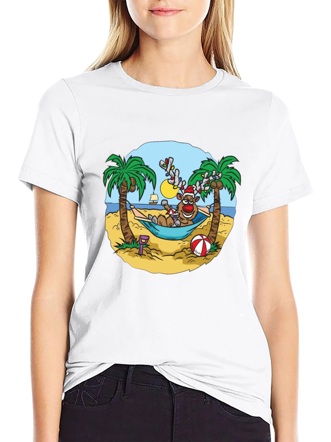 Reindeer Holiday Beach T-Shirt