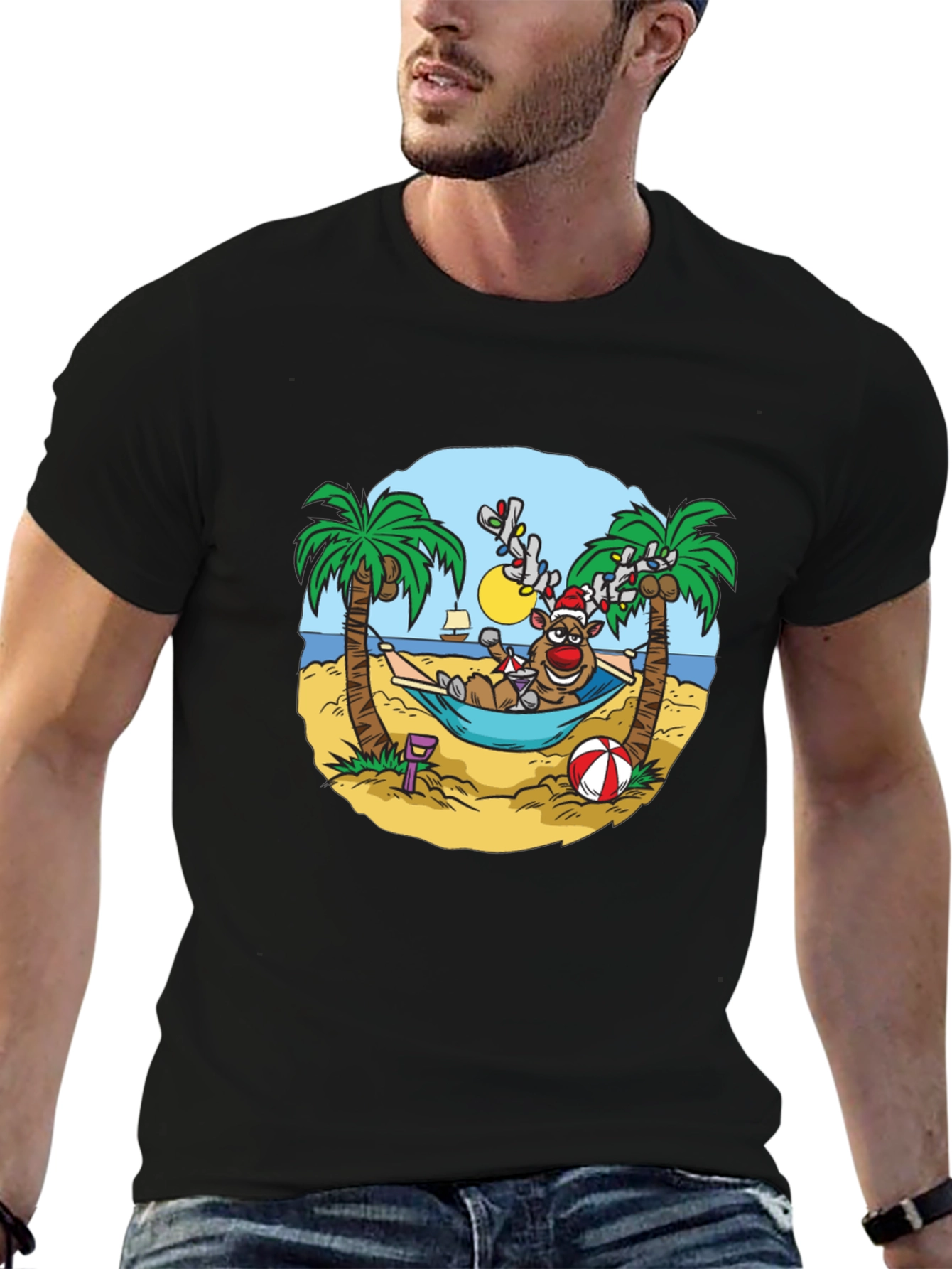 Reindeer Holiday Beach T-Shirt