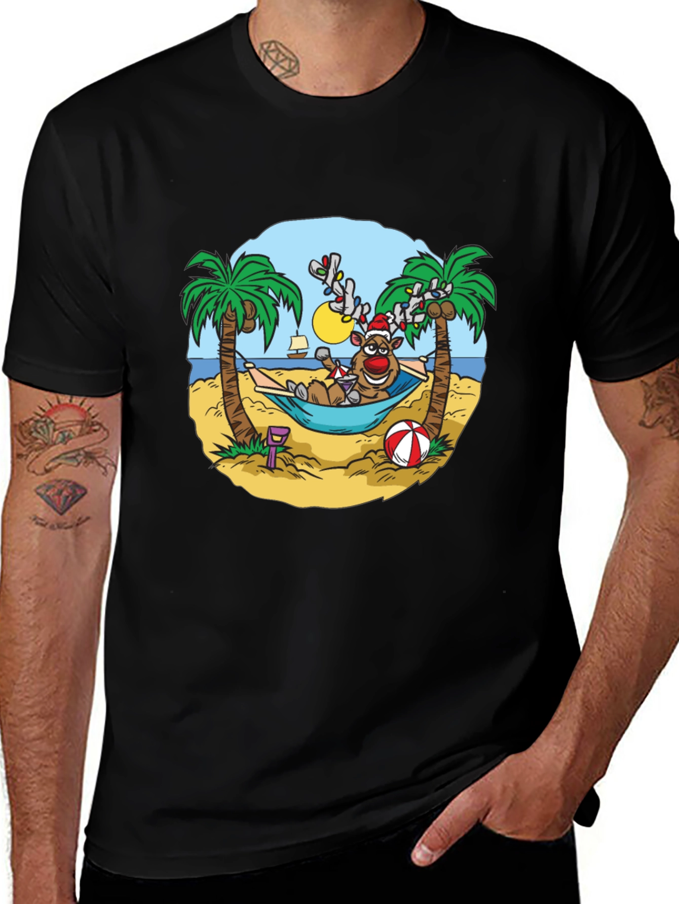 Reindeer Holiday Beach T-Shirt