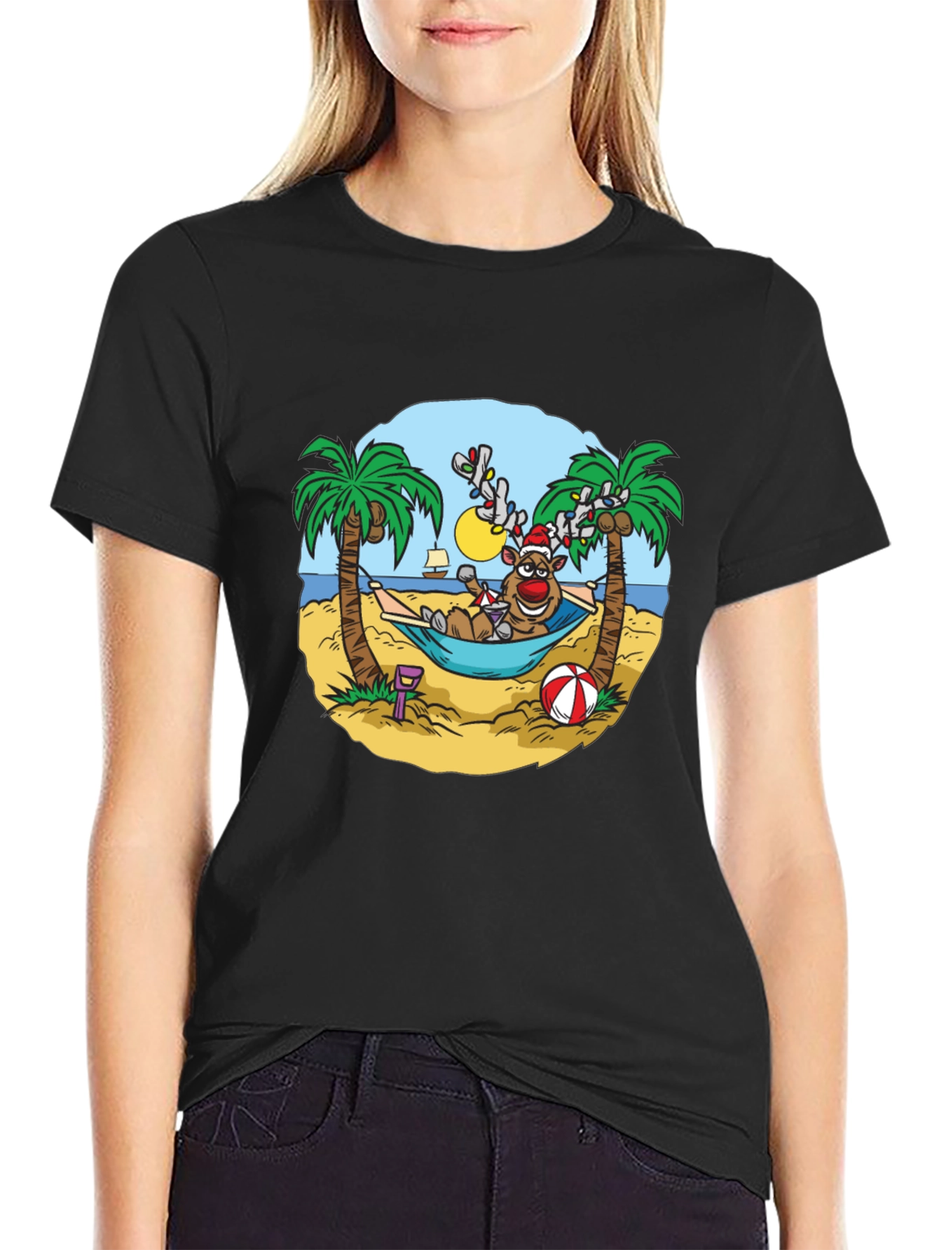 Reindeer Holiday Beach T-Shirt