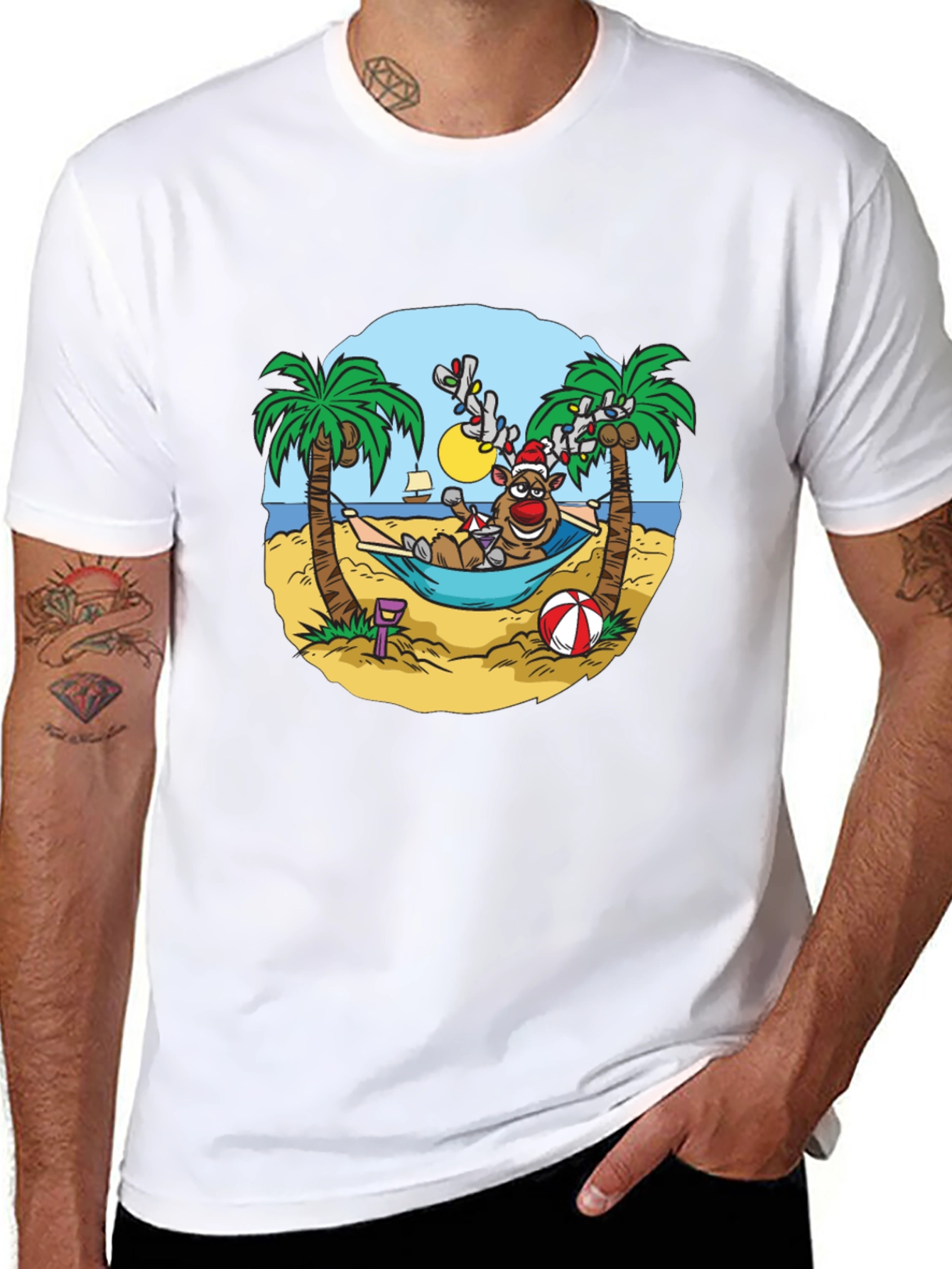 Reindeer Holiday Beach T-Shirt