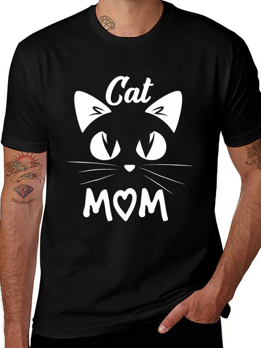 Cat Mom T-Shirt - Black Cotton Blend Tee