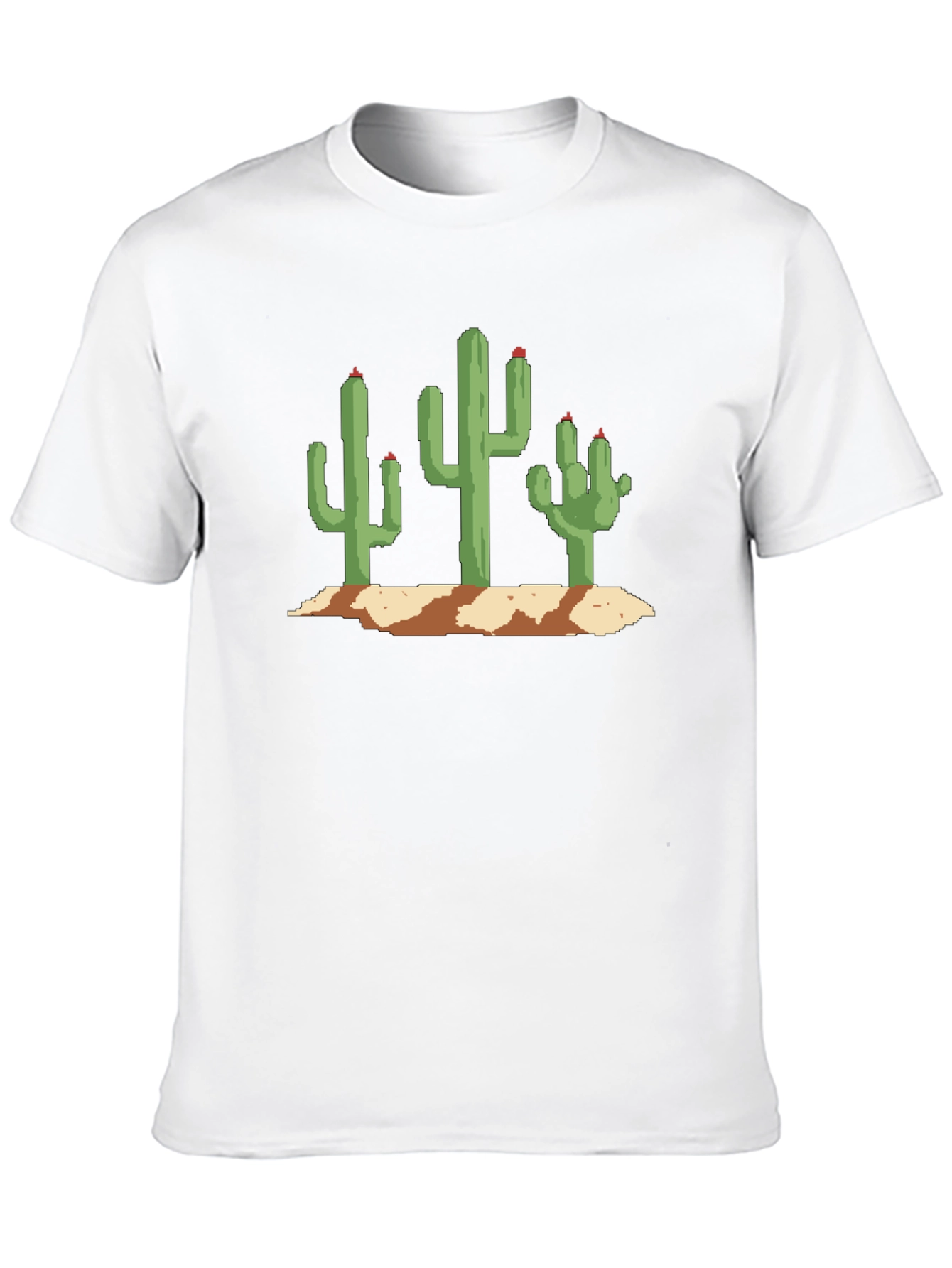 Pixel Cactus Graphic Tee - Black Cotton T-Shirt
