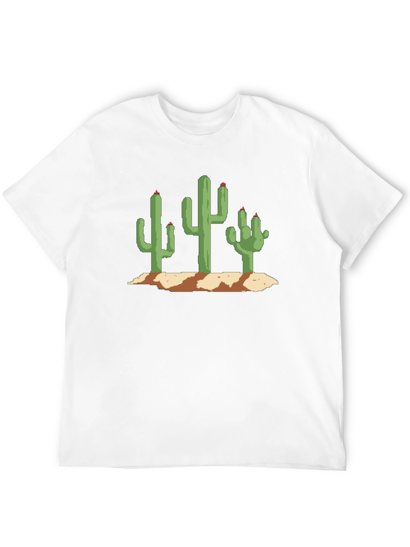 Pixel Cactus Graphic Tee - Black Cotton T-Shirt
