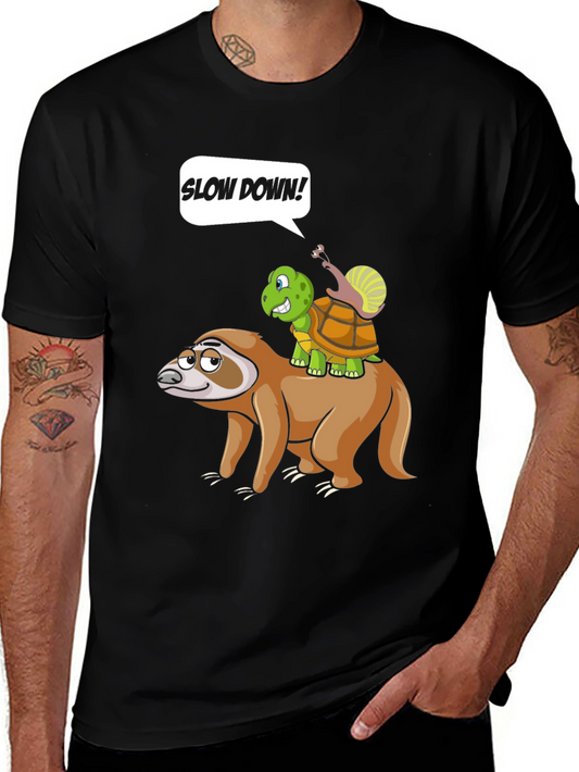 Funny Slow Down Sloth Turtle and Snail T-Shirt