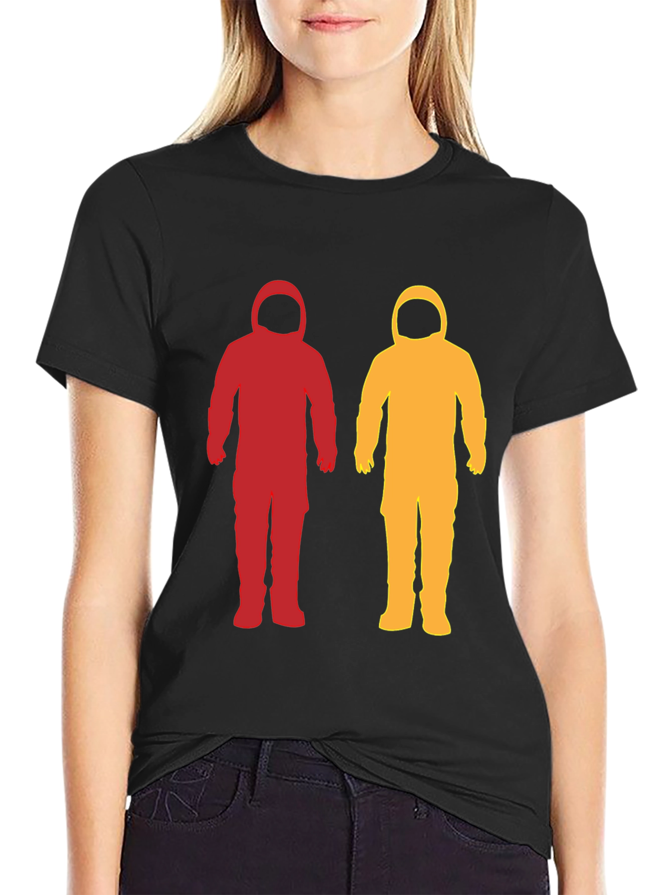 Astronaut Duo Graphic Tee - Spaceman Silhouette T-Shirt