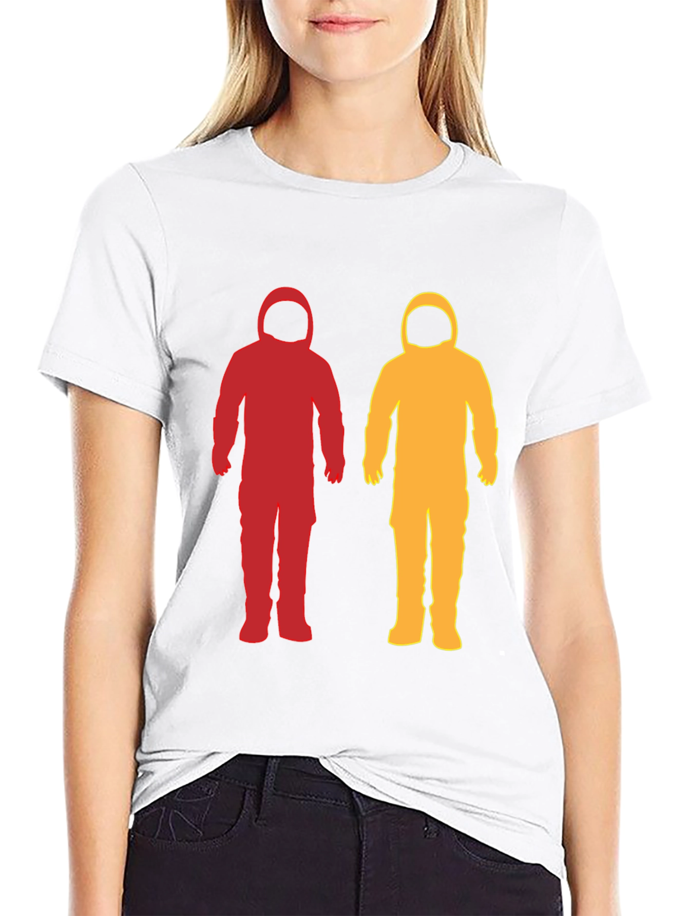 Astronaut Duo Graphic Tee - Spaceman Silhouette T-Shirt