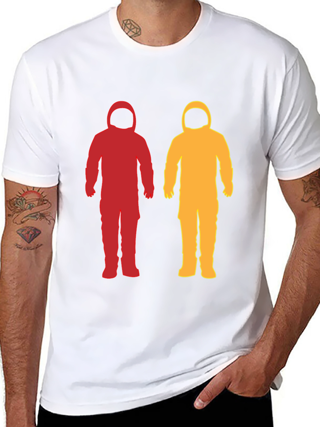 Astronaut Duo Graphic Tee - Spaceman Silhouette T-Shirt