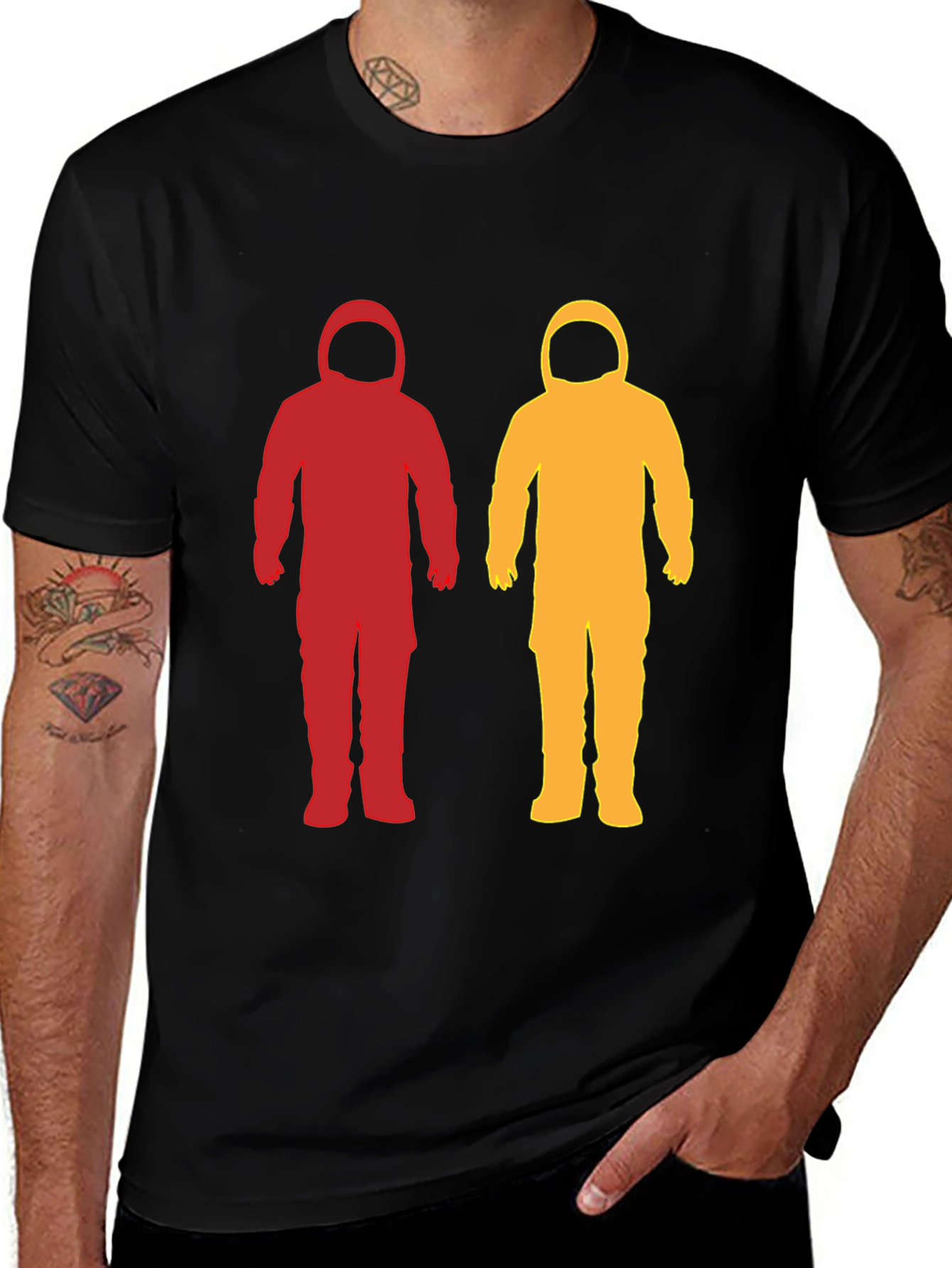 Astronaut Duo Graphic Tee - Spaceman Silhouette T-Shirt
