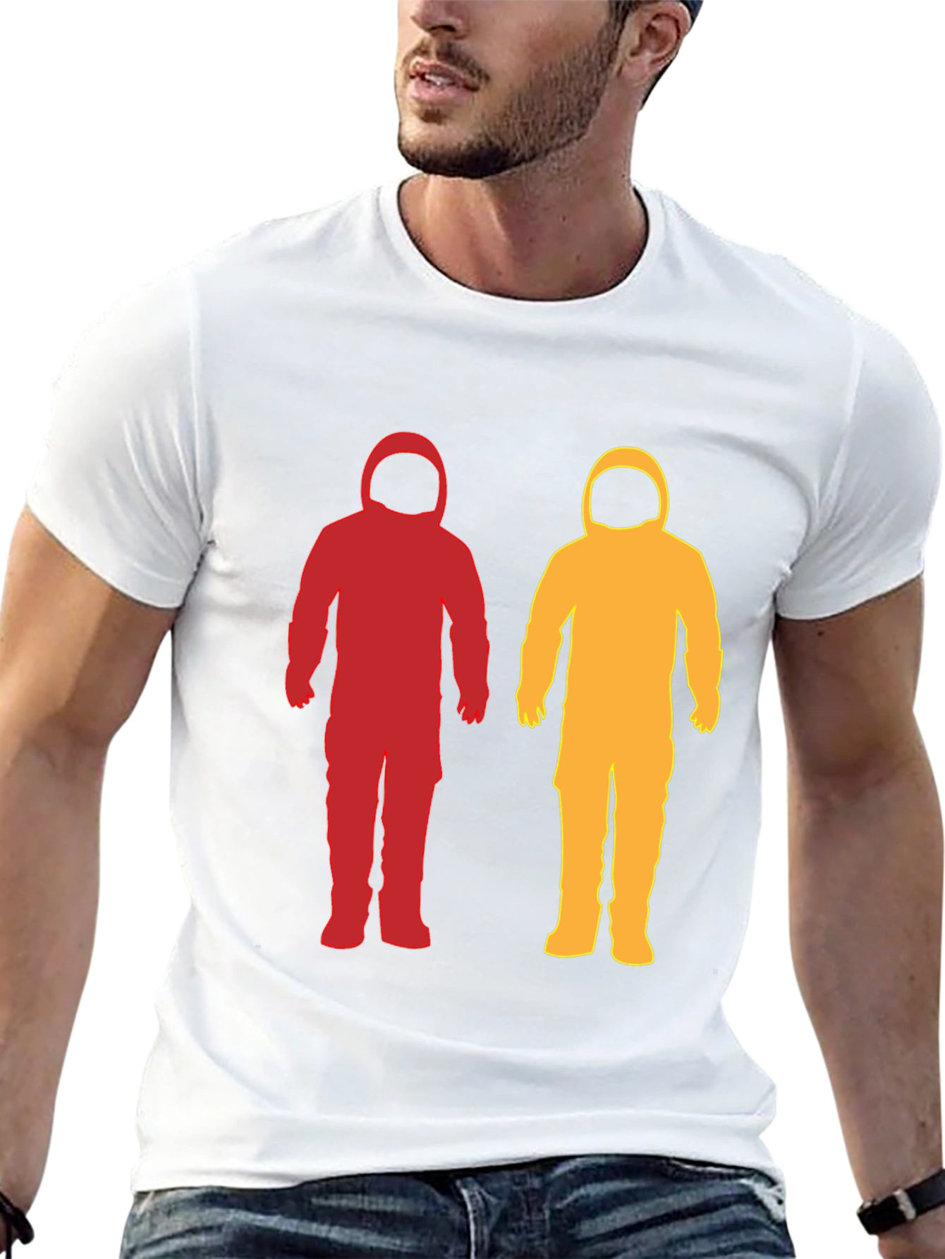 Astronaut Duo Graphic Tee - Spaceman Silhouette T-Shirt