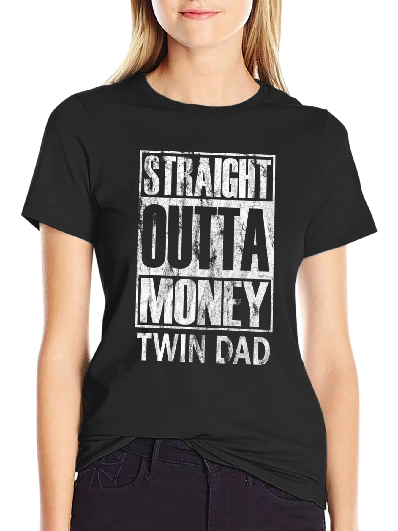 Straight Outta Money Twin Dad Graphic T-Shirt
