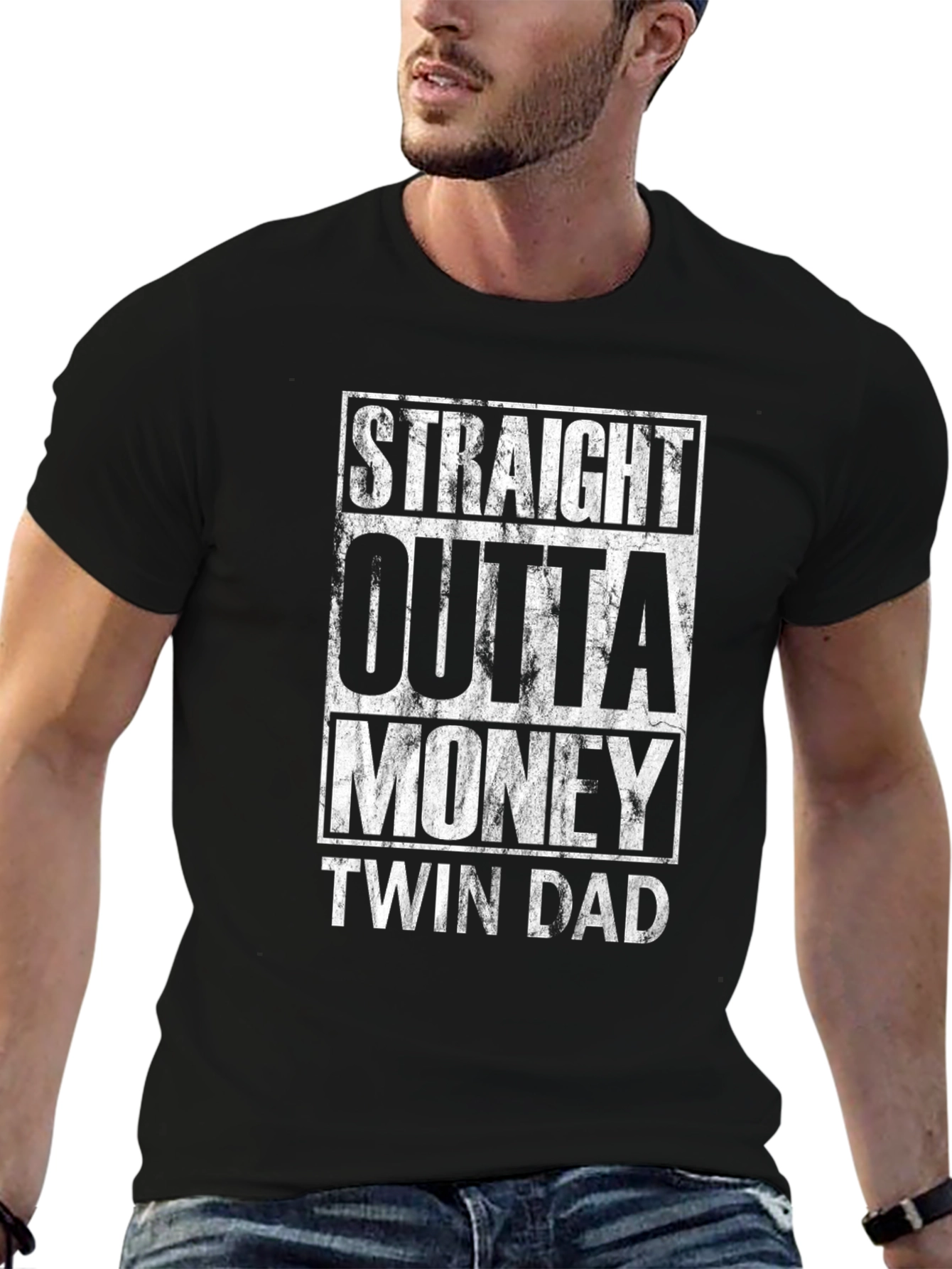 Straight Outta Money Twin Dad Graphic T-Shirt