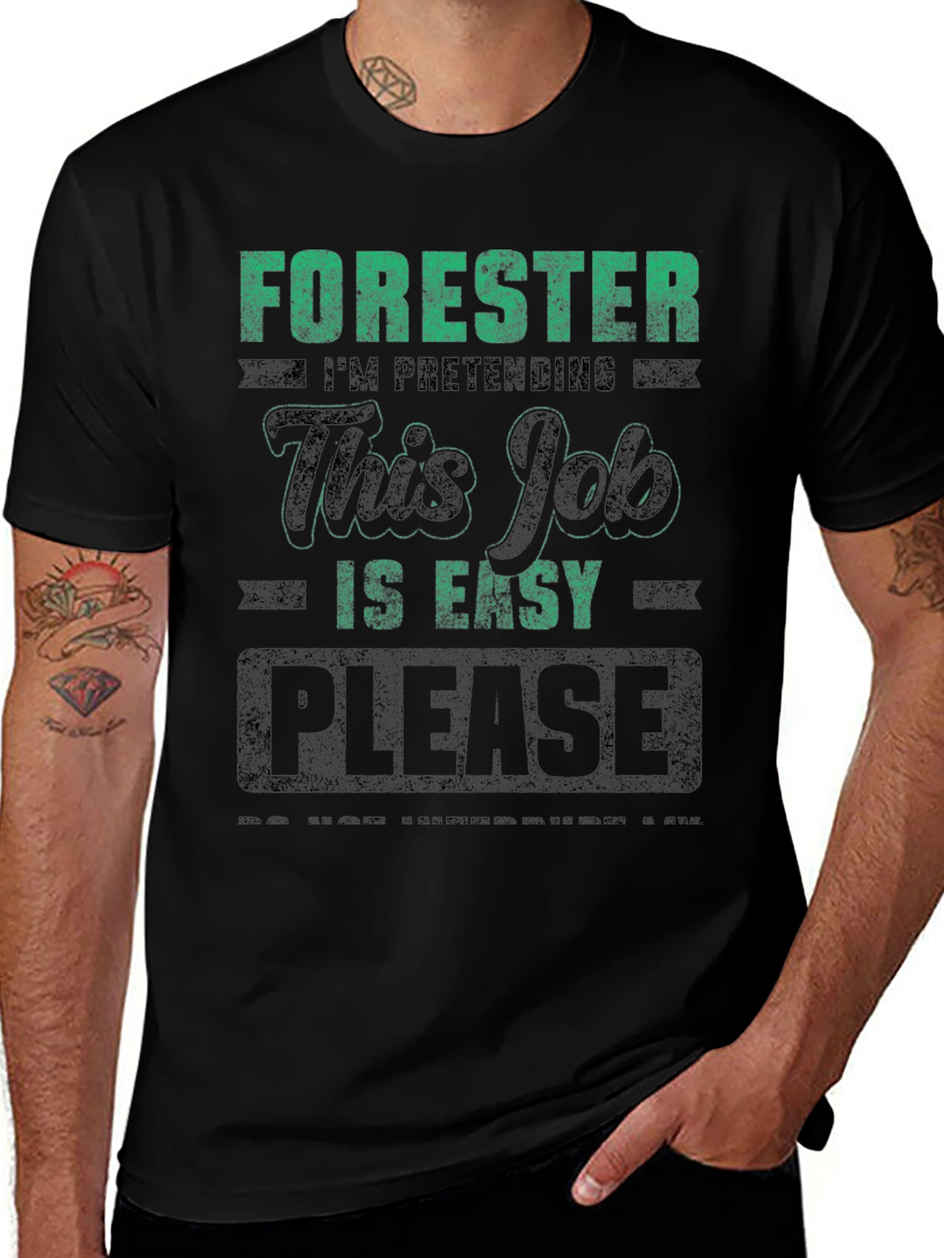 Forester Pretending Job is Easy Mens Black T-Shirt