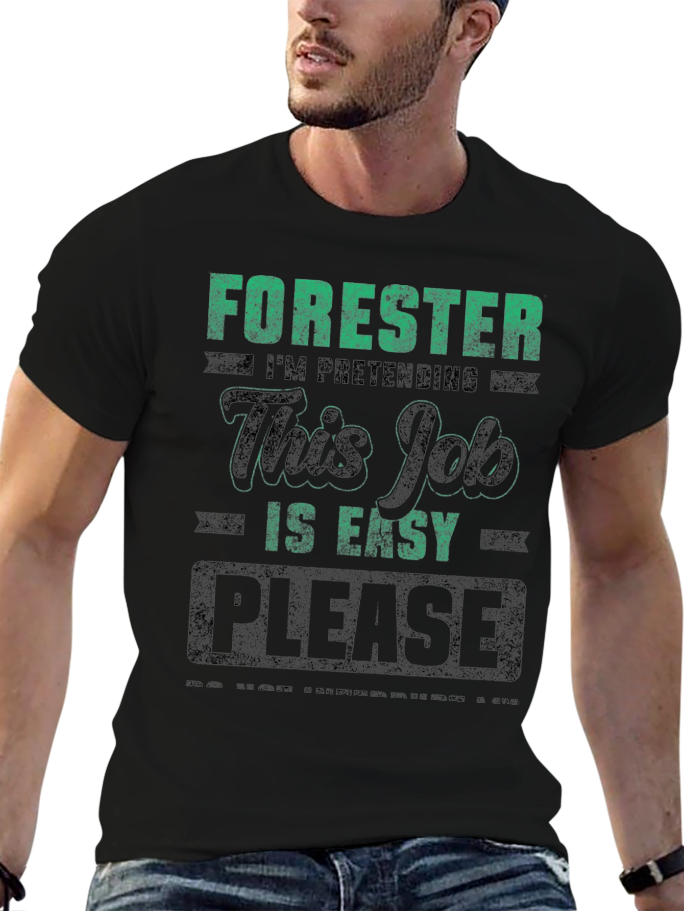 Forester Pretending Job is Easy Mens Black T-Shirt