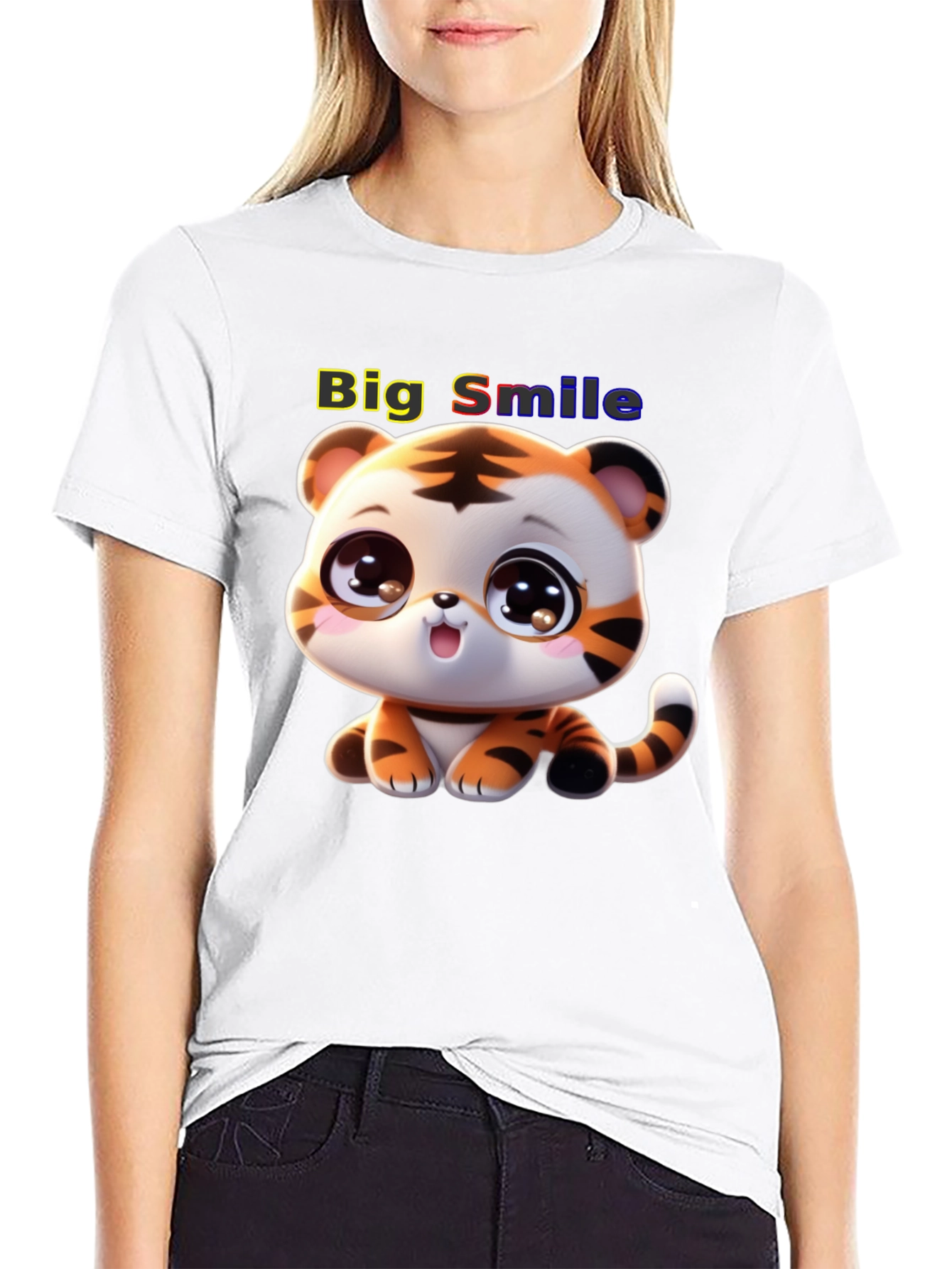 Cute Tiger Cub T-Shirt - Big Smile Design