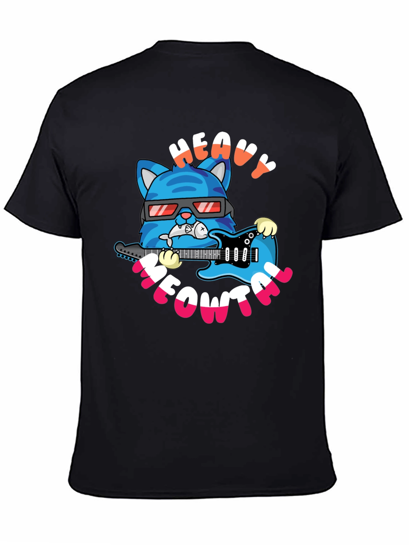 Heavy Meowtal Cat Graphic T-Shirt - Rock On!