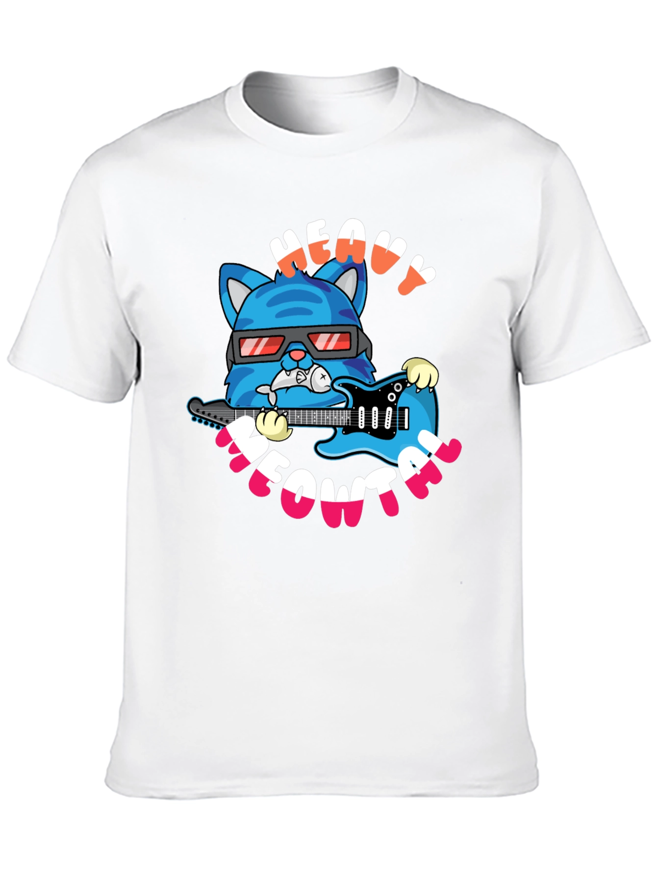 Heavy Meowtal Cat Graphic T-Shirt - Rock On!