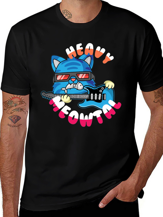 Heavy Meowtal Cat Graphic T-Shirt - Rock On!