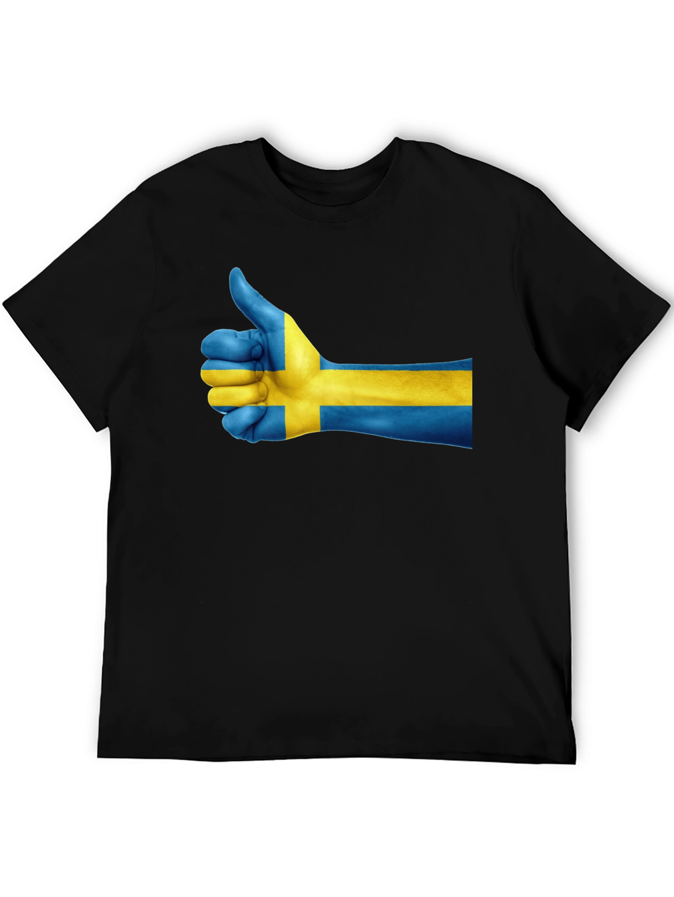 Sweden Flag Thumbs Up Graphic Tee - Black