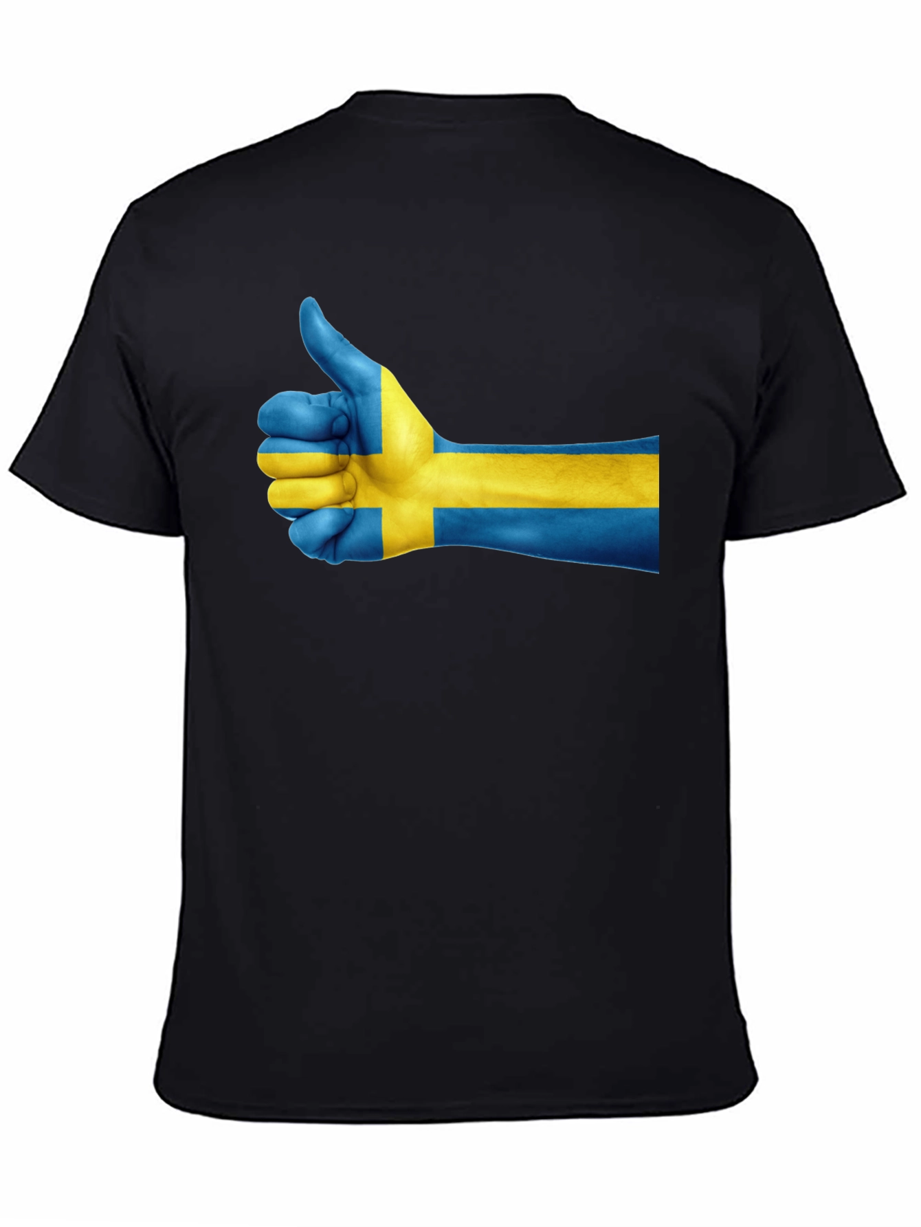 Sweden Flag Thumbs Up Graphic Tee - Black