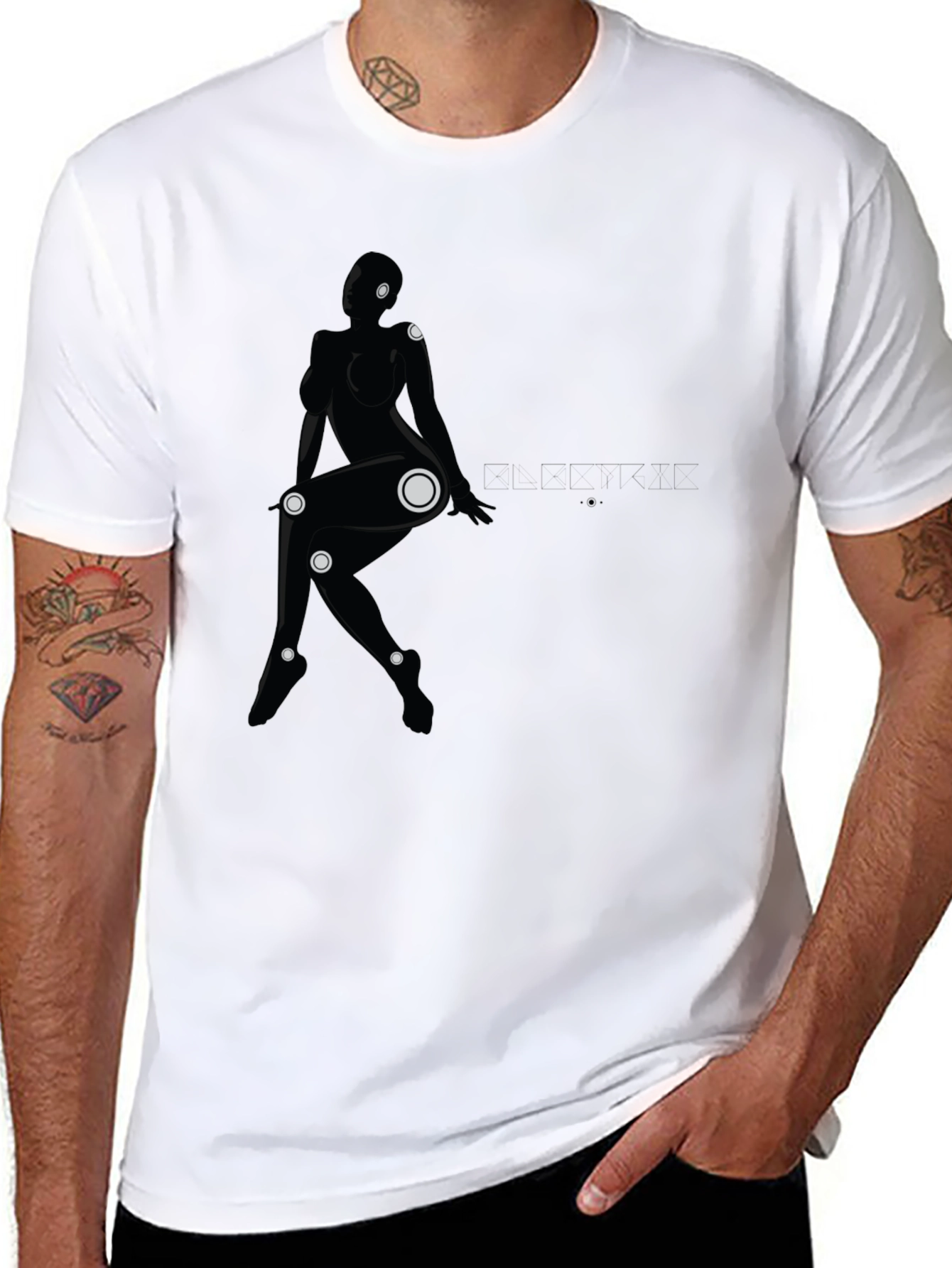 Abstract Woman Graphic Black T-Shirt
