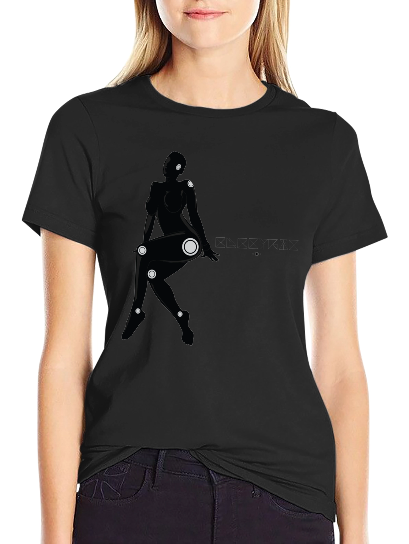 Abstract Woman Graphic Black T-Shirt