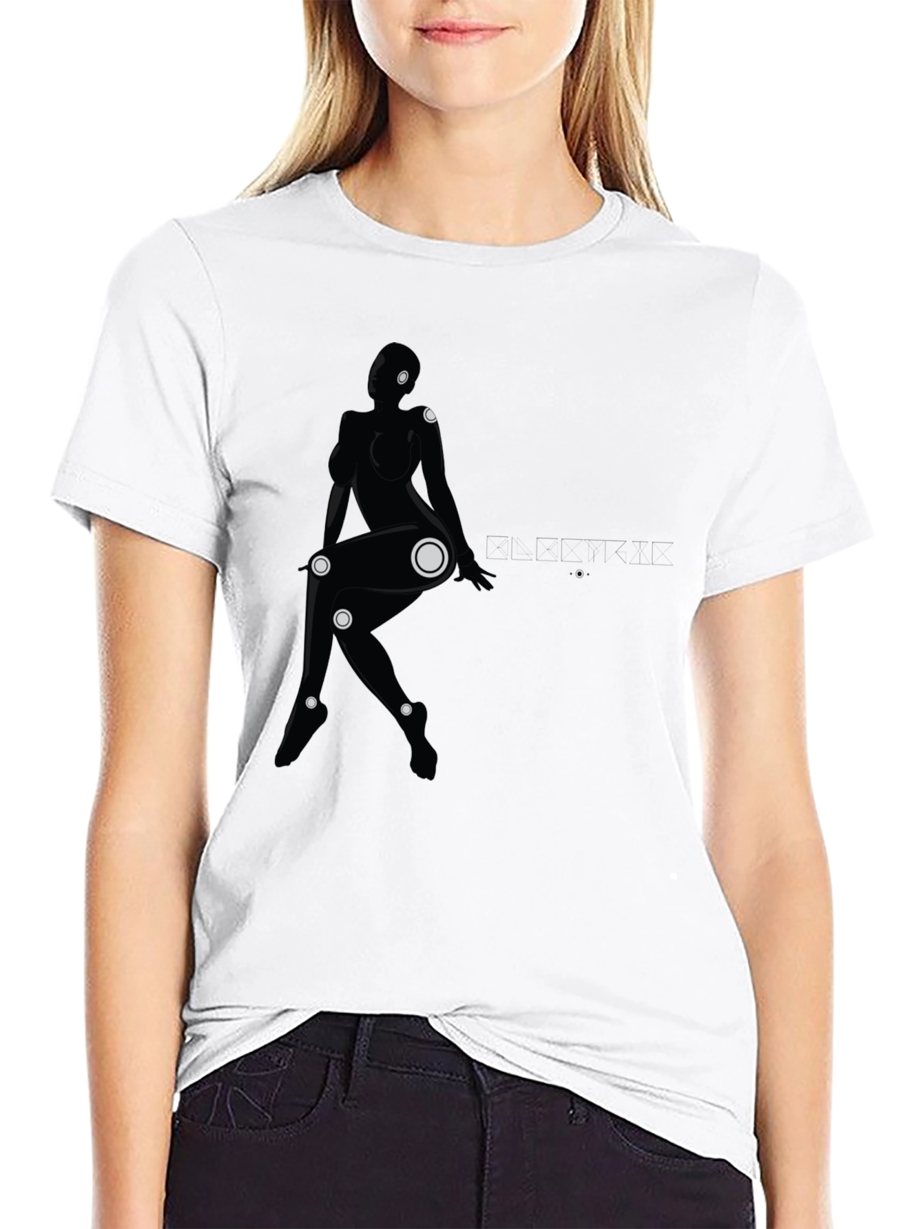 Abstract Woman Graphic Black T-Shirt