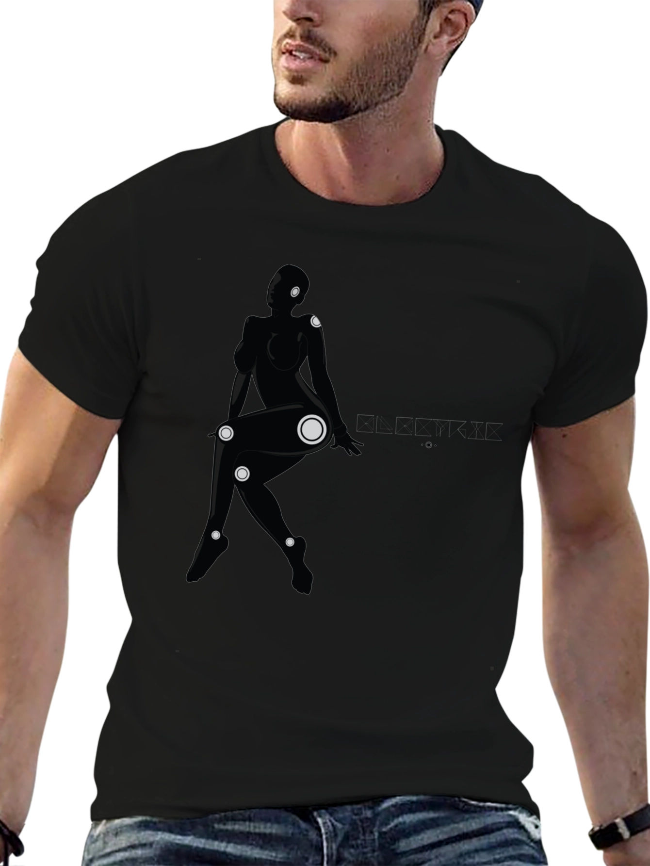 Abstract Woman Graphic Black T-Shirt