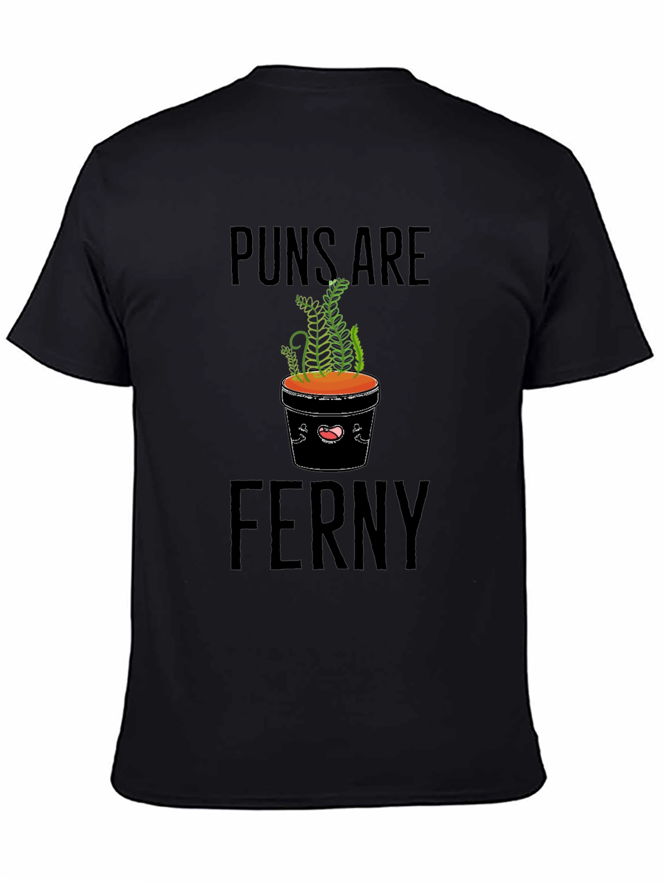 Puns Are Ferny Graphic T-Shirt - Black Cotton Tee