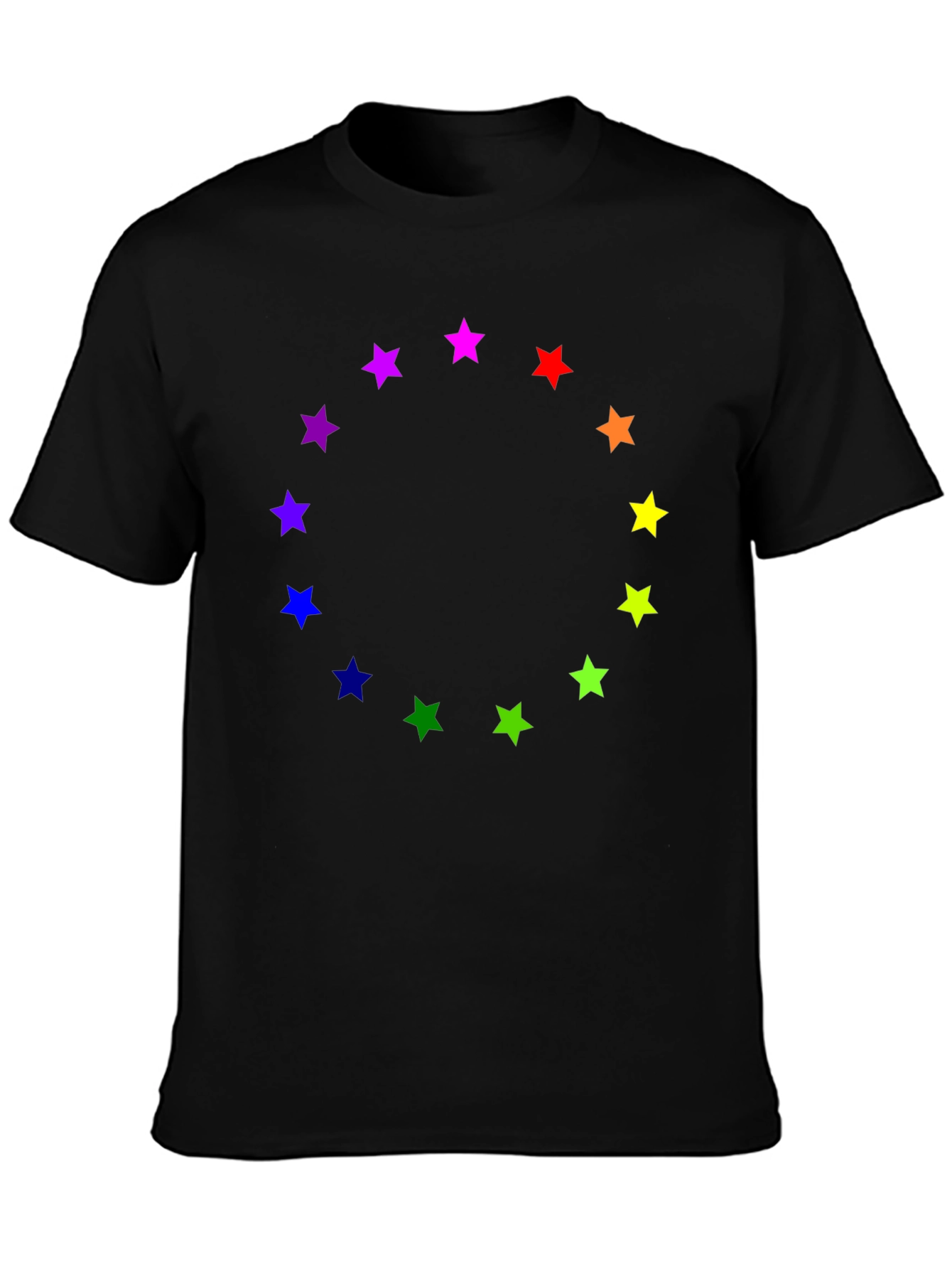 Rainbow Star Circle Black T-Shirt