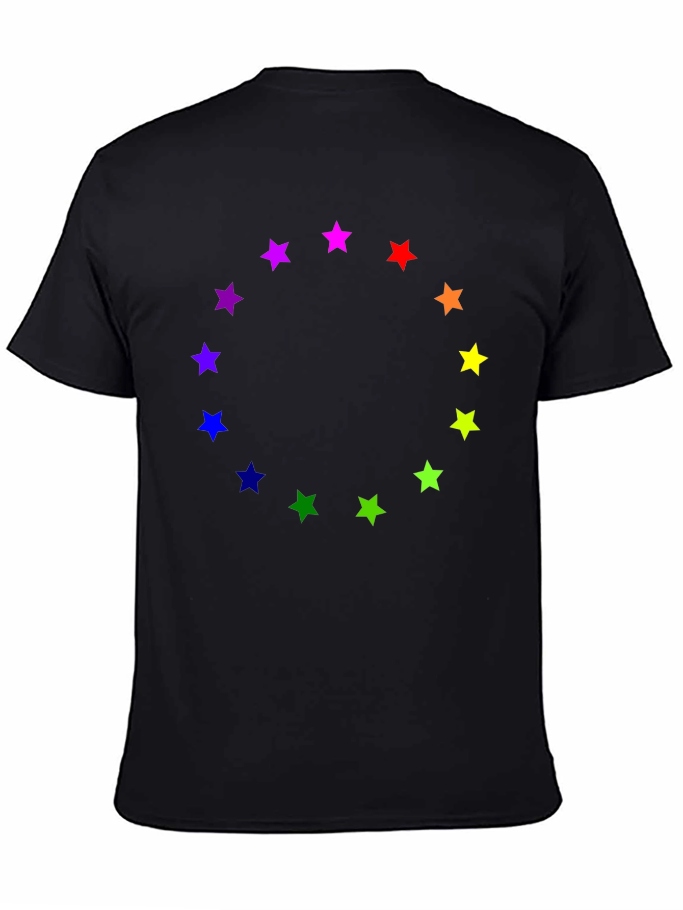 Rainbow Star Circle Black T-Shirt