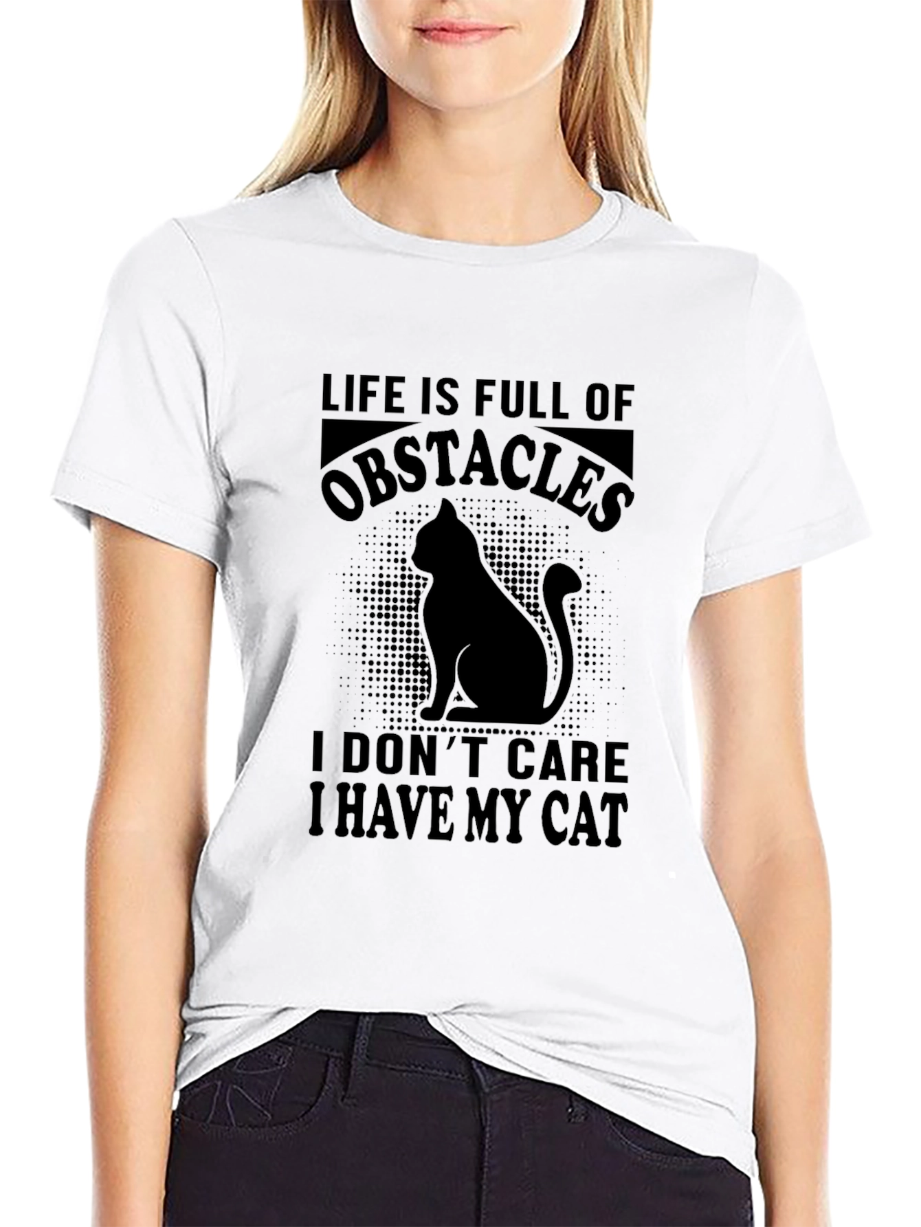 Life Obstacles Cat Graphic T-Shirt
