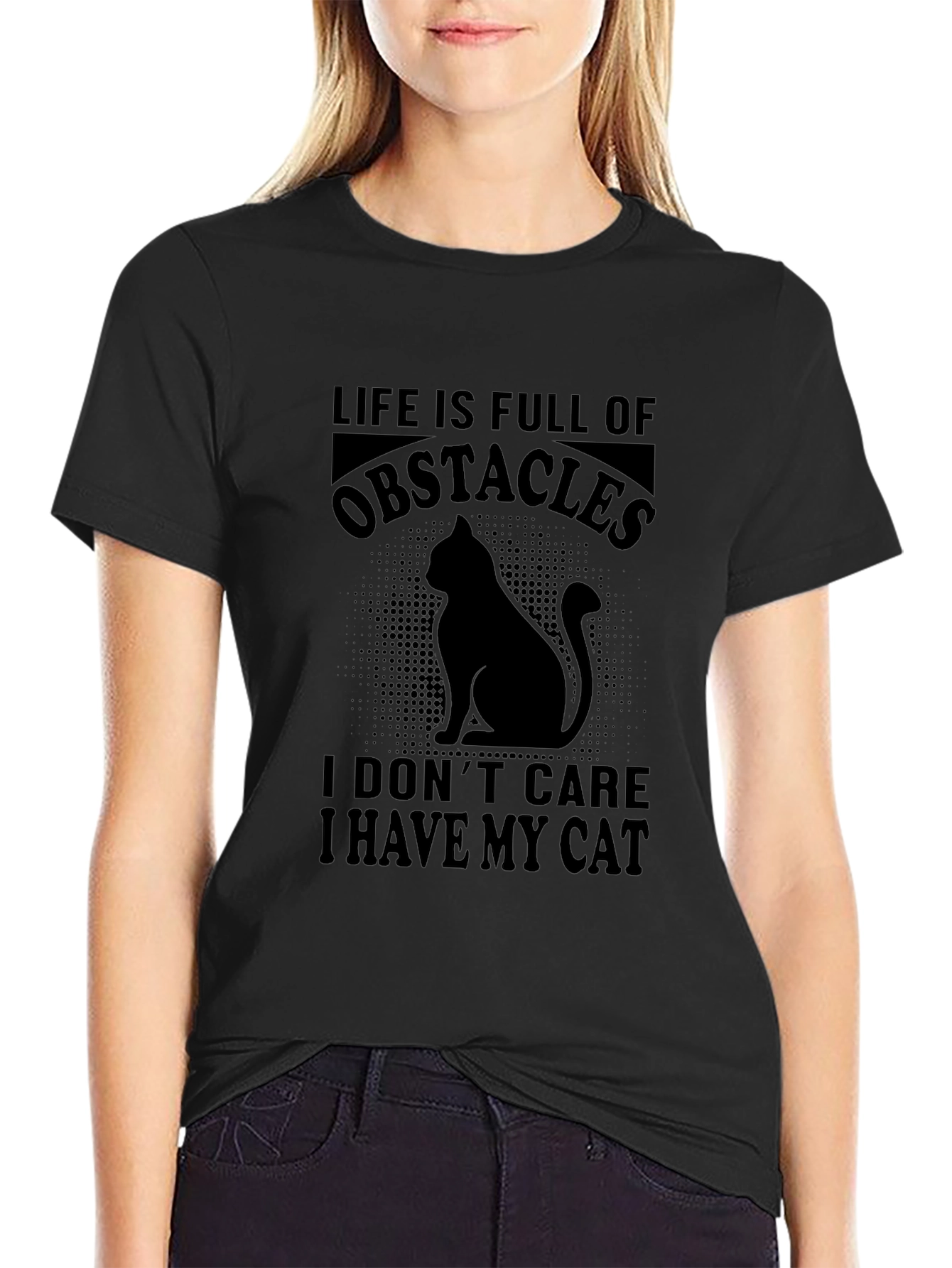 Life Obstacles Cat Graphic T-Shirt