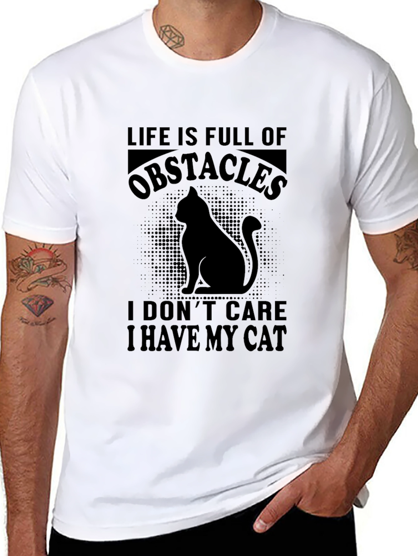 Life Obstacles Cat Graphic T-Shirt