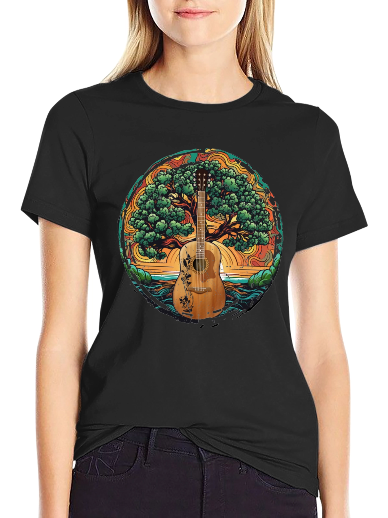 Guitar Tree of Life Black T-Shirt