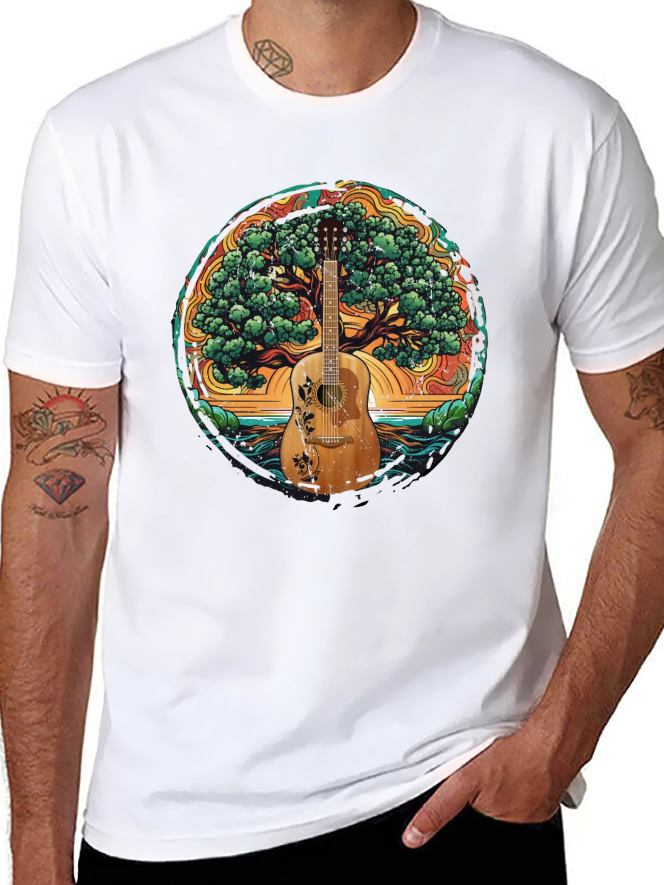 Guitar Tree of Life Black T-Shirt