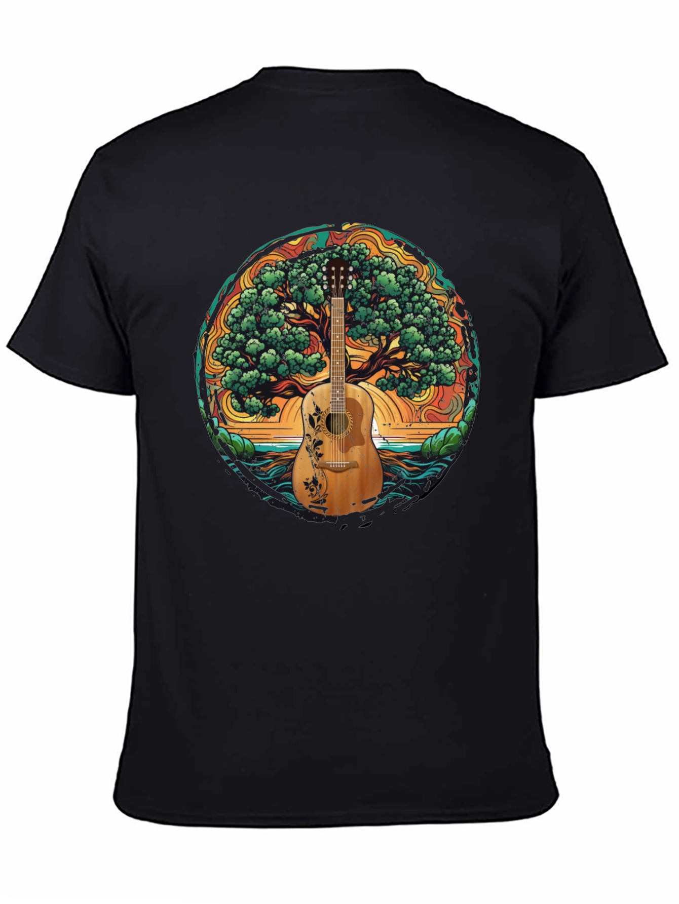 Guitar Tree of Life Black T-Shirt