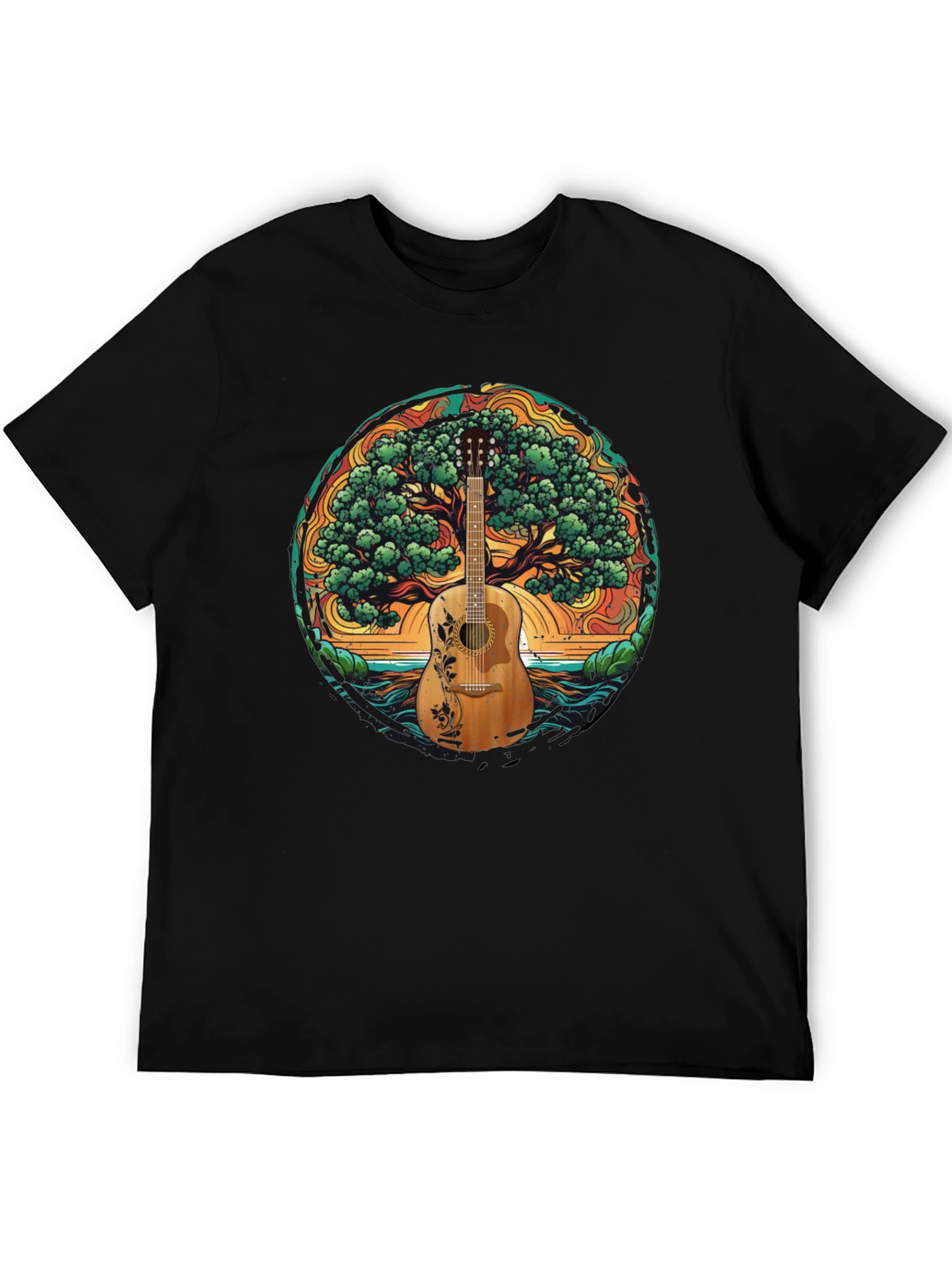 Guitar Tree of Life Black T-Shirt