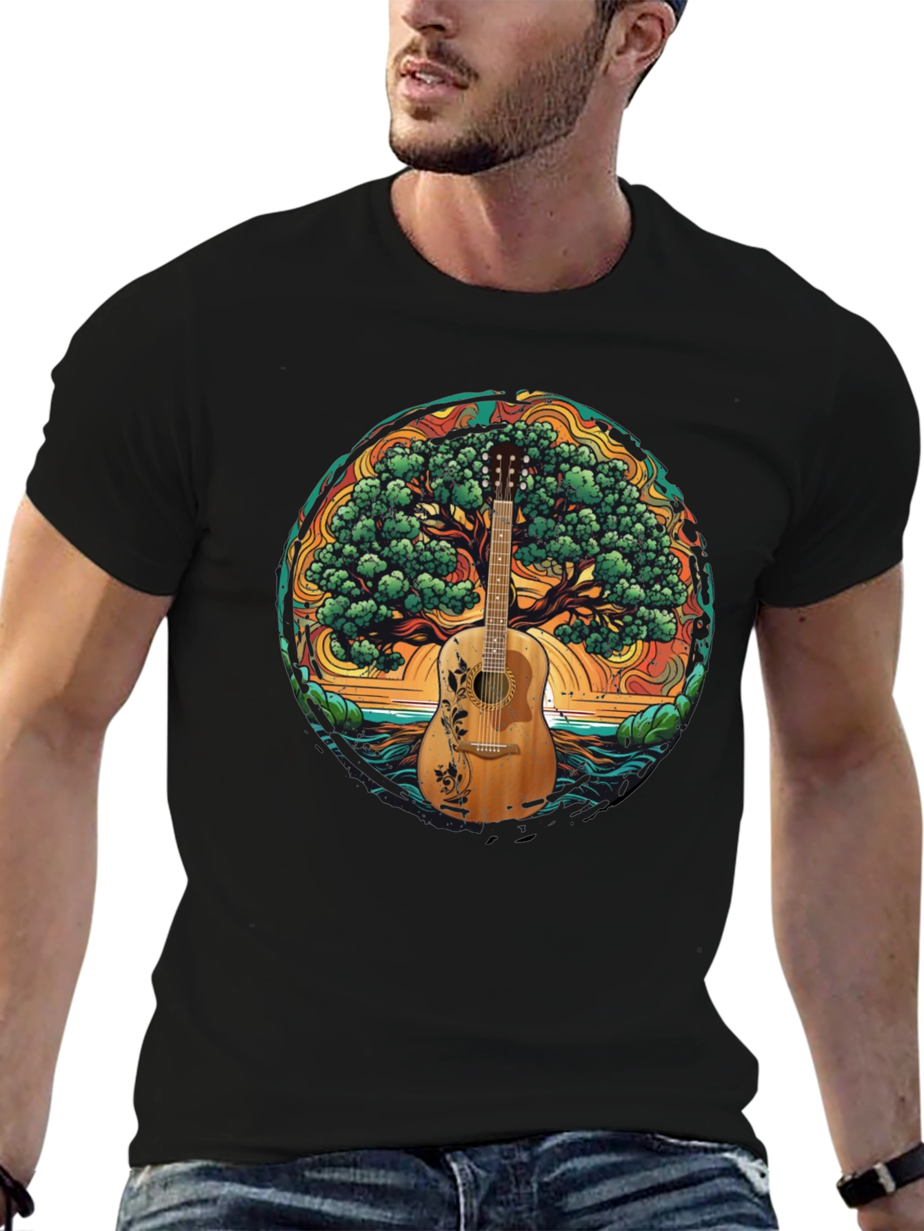 Guitar Tree of Life Black T-Shirt