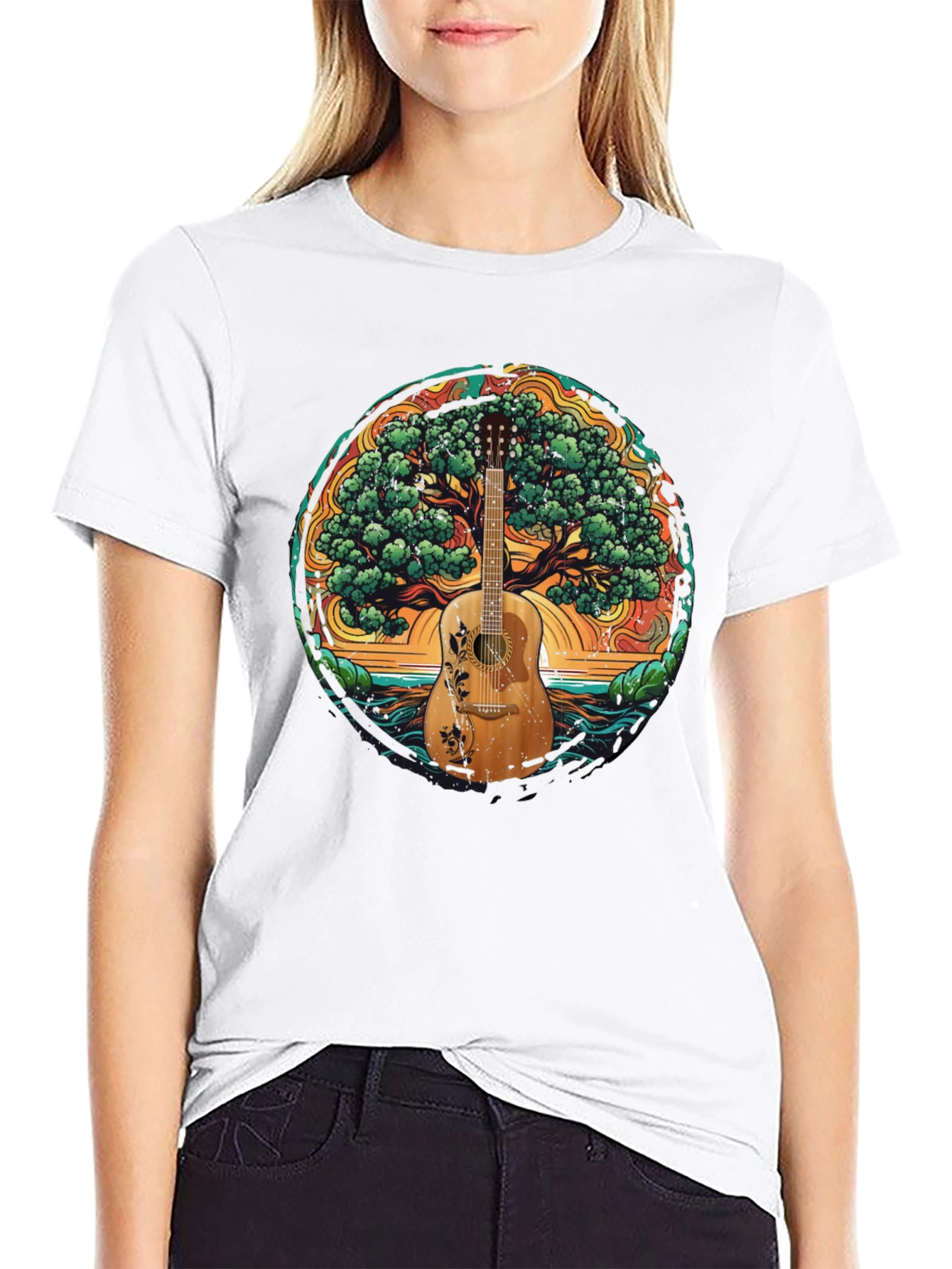 Guitar Tree of Life Black T-Shirt