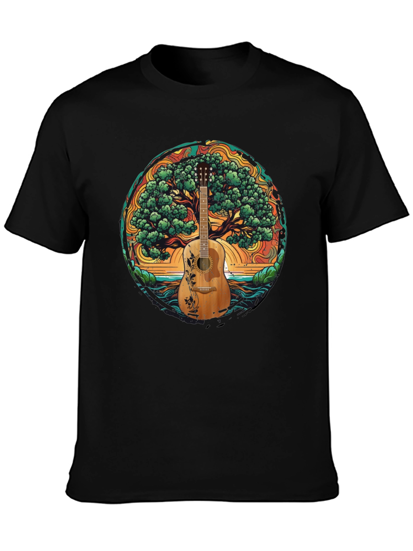 Guitar Tree of Life Black T-Shirt