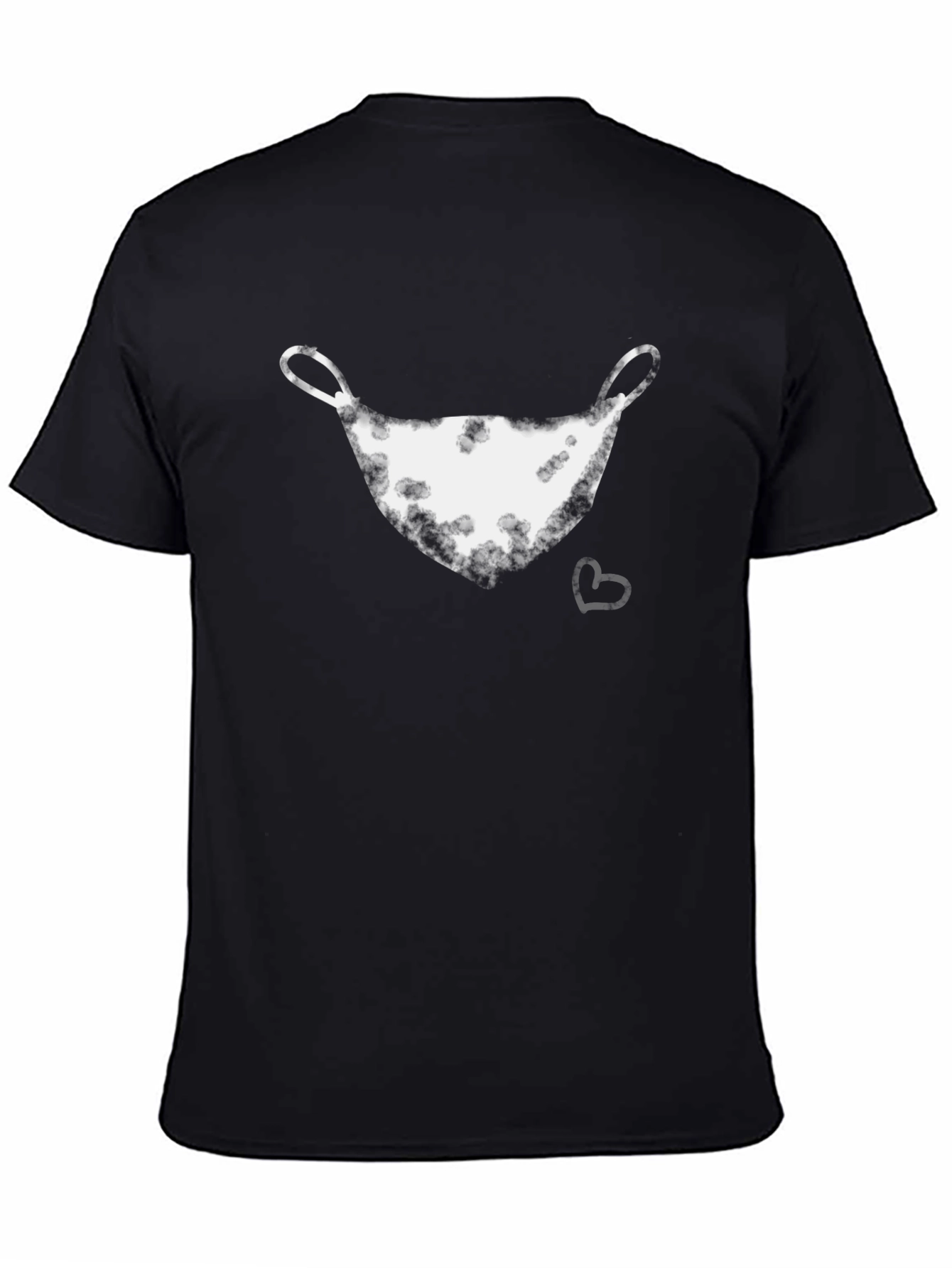 Black T-Shirt with Artistic Mask Graphic