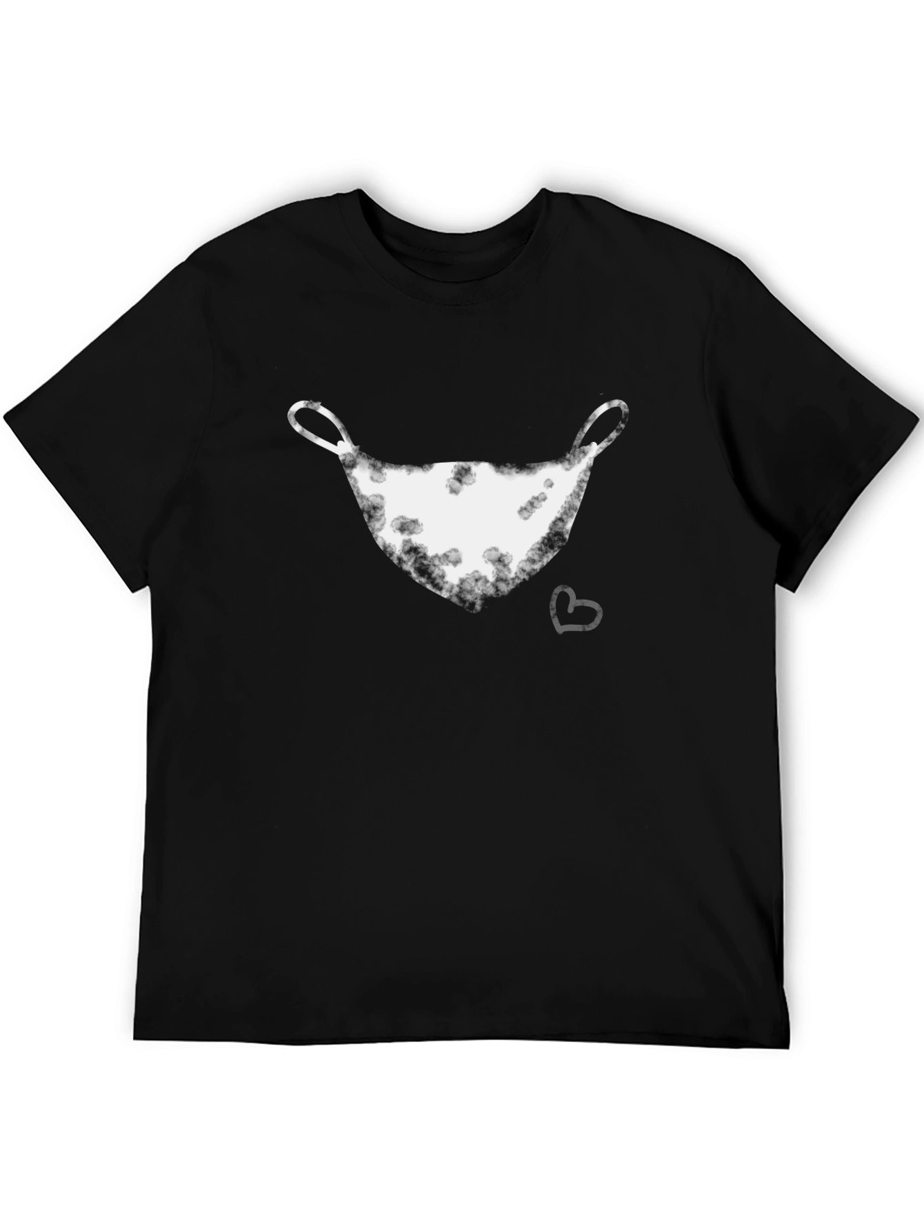 Black T-Shirt with Artistic Mask Graphic