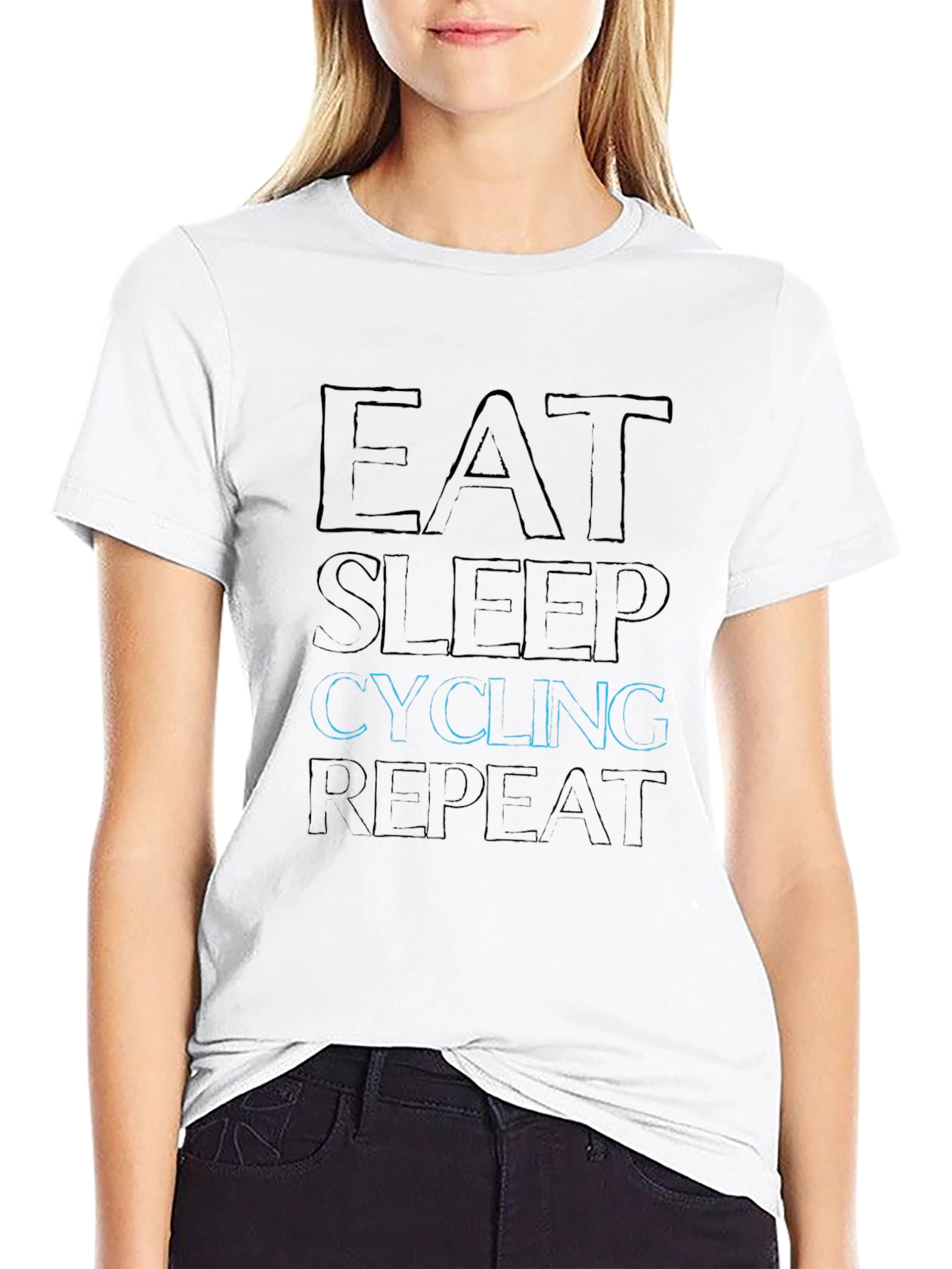 Eat Sleep Cycling Repeat Black T-Shirt