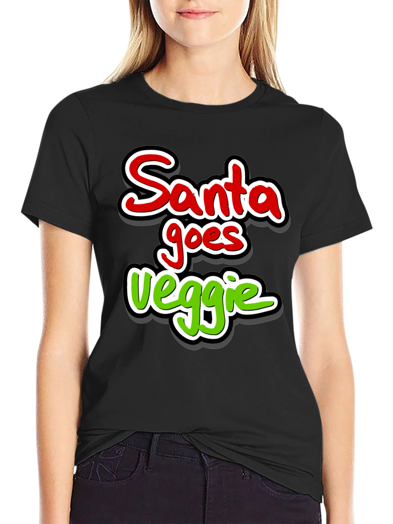 Santa Goes Veggie Funny Christmas T-Shirt